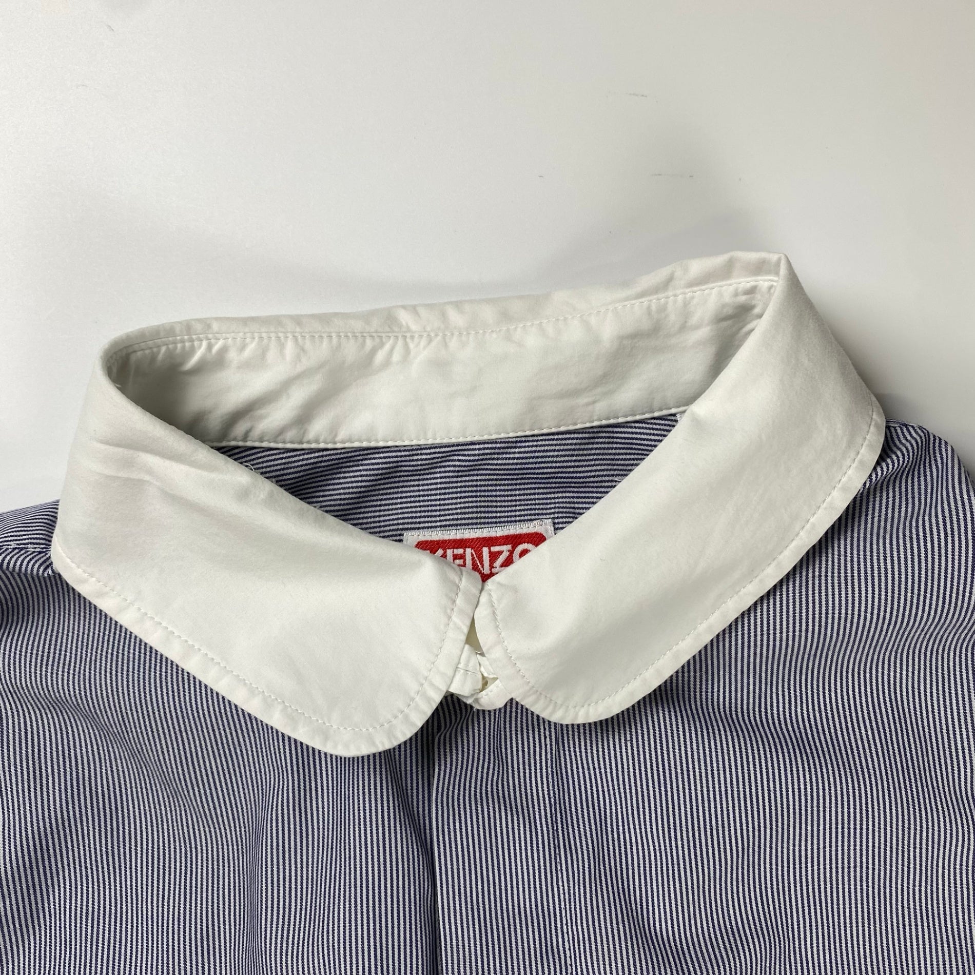 【正規代理店 鑑定済】 KENZO PARIS ケンゾーパリ / BOKE FLOWER ボケ フラワー シャツ クレリック タブカラー ストライプ 参考定価：60,000程度