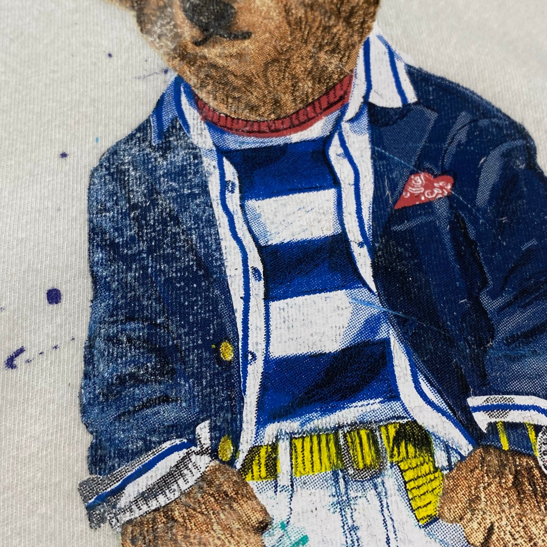 POLO RALPH LAUREN ポロ ラルフローレン / ポロベア ペンキ加工  Tシャツ 筆記体ロゴ レアデザイン SIZE:S