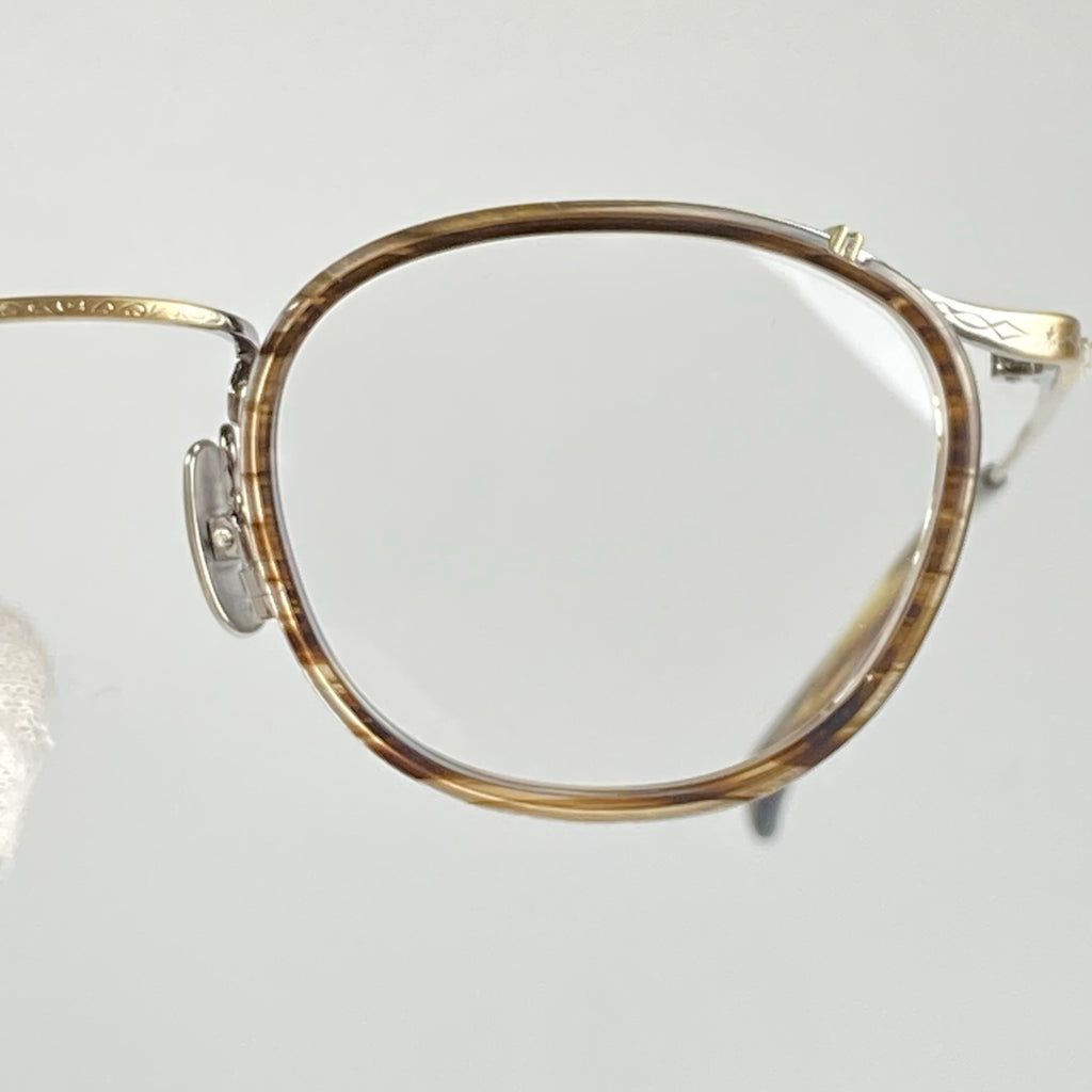 【極美品】 金子眼鏡 premium / KMP-22 シルバーコンビ 伊達メガネ 度なしクリアレンズ