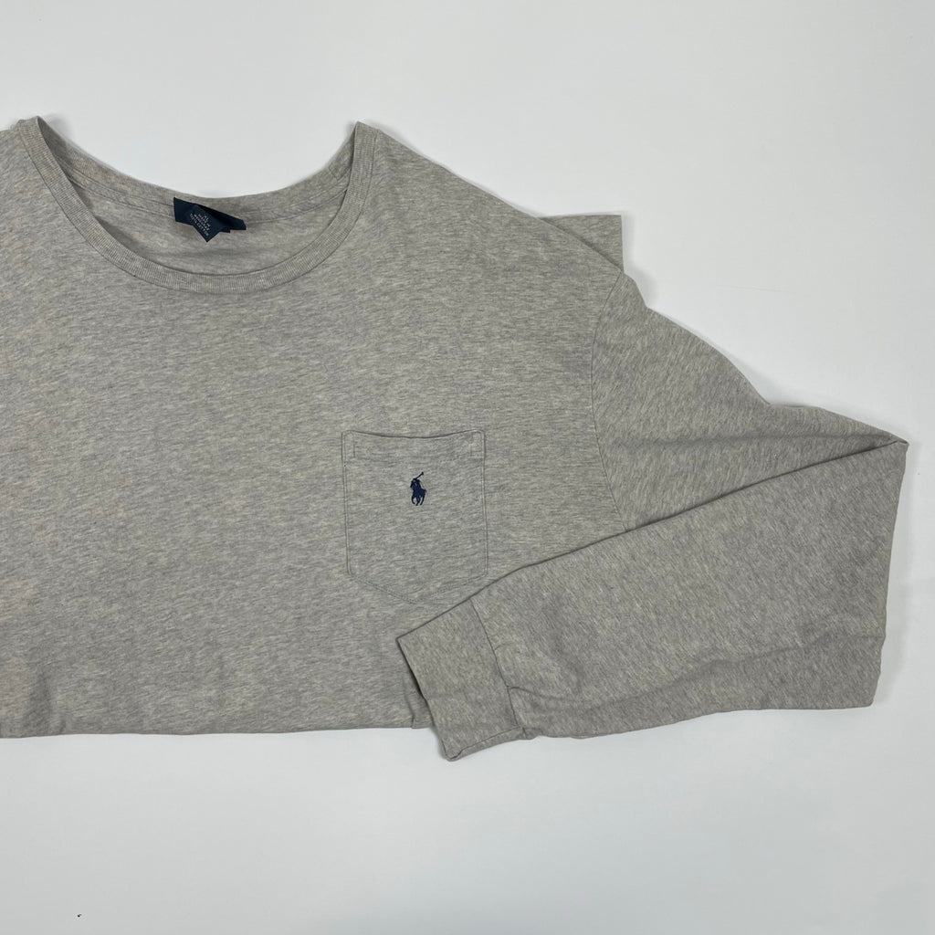 Polo by Ralph Lauren ポロバイラルフローレン / ヴィンテージ ポニー刺繍長袖Tシャツ グレー SIZE:XL