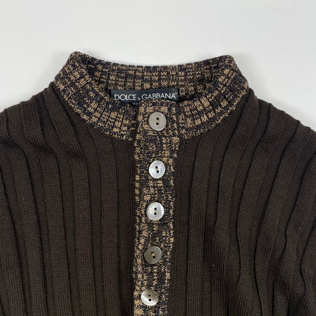 DOLCE&GABBANA / ヴァージンウール ヘンリーネックリブニット  SIZE:50
