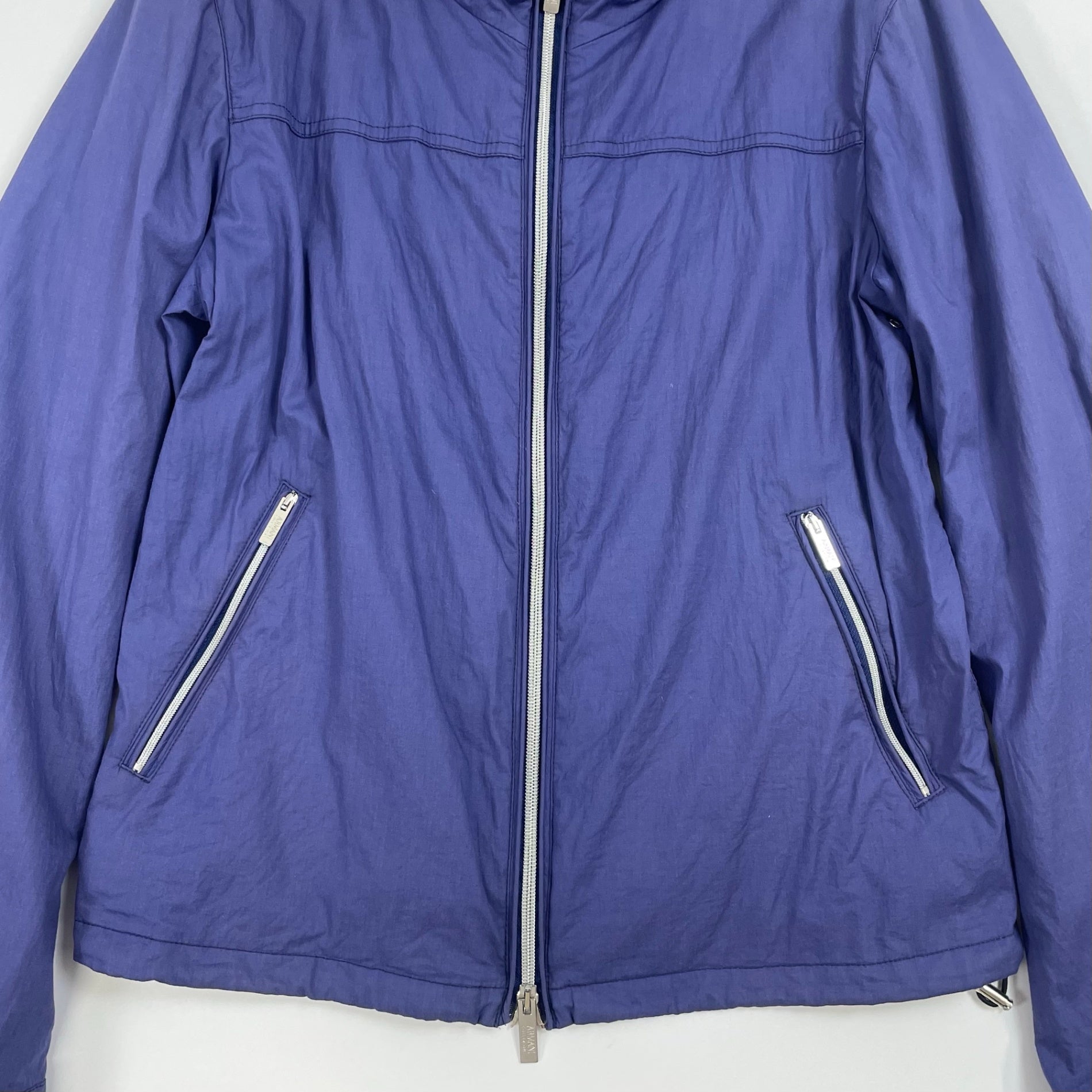 ARMANI COLLEZIONI アルマーニ コレツィオーニ / コットンフーディジャケット ブルー×ホワイト SIZE:46