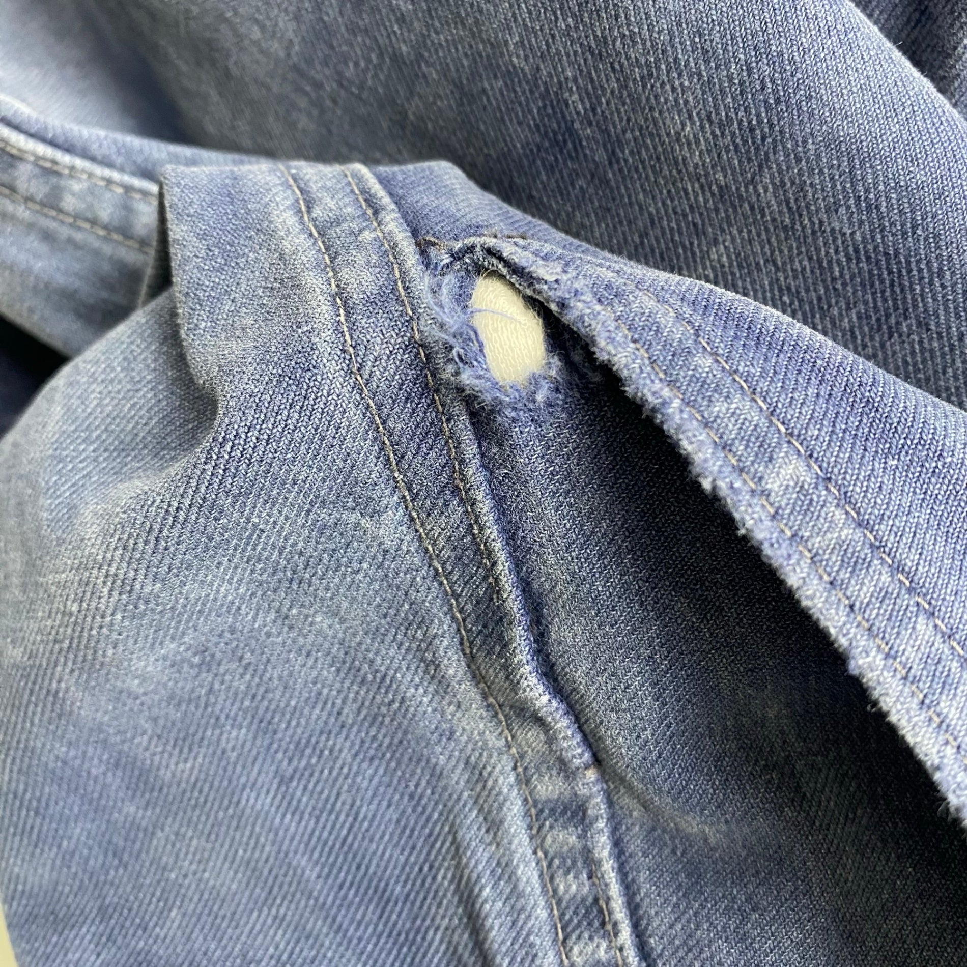 60s FRENCH VINTAGE / 1タック レイルマンパンツ 片ポケ フェード ツールポケット SIZE:W80cm