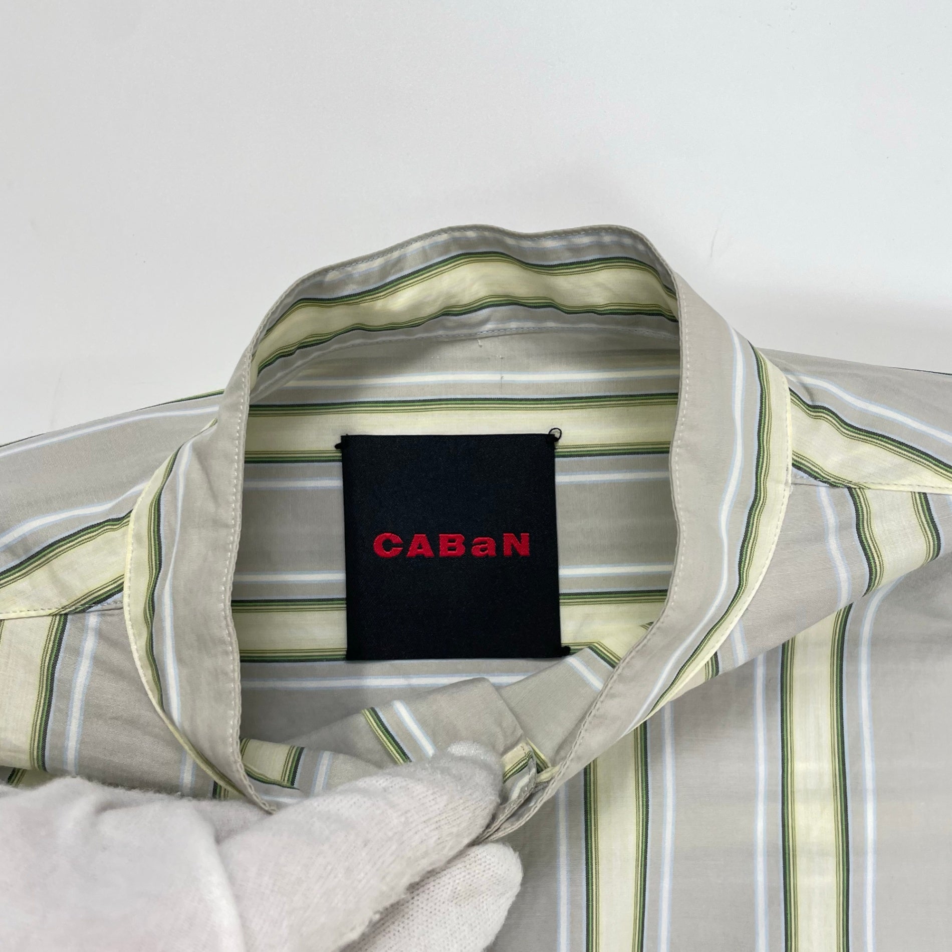 CABaN キャバン / ストライプバンドカラーシャツ 参考定価：30,000程度 SIZE:L