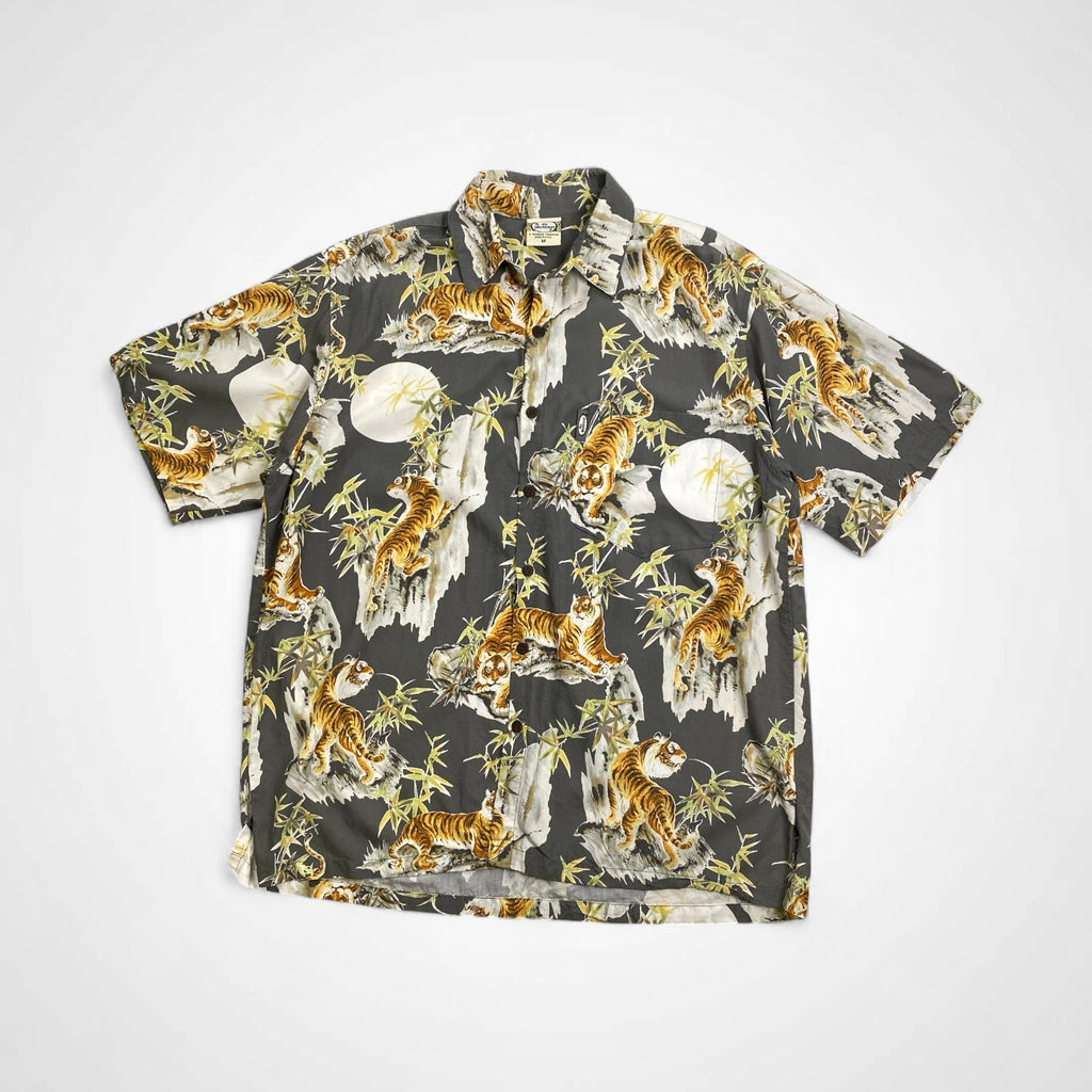 GO BAREFOOT ゴーベアフット / TIGER＆BAMBOO ALOHA アロハシャツ 虎 竹 乱痴気取扱い SIZE:M