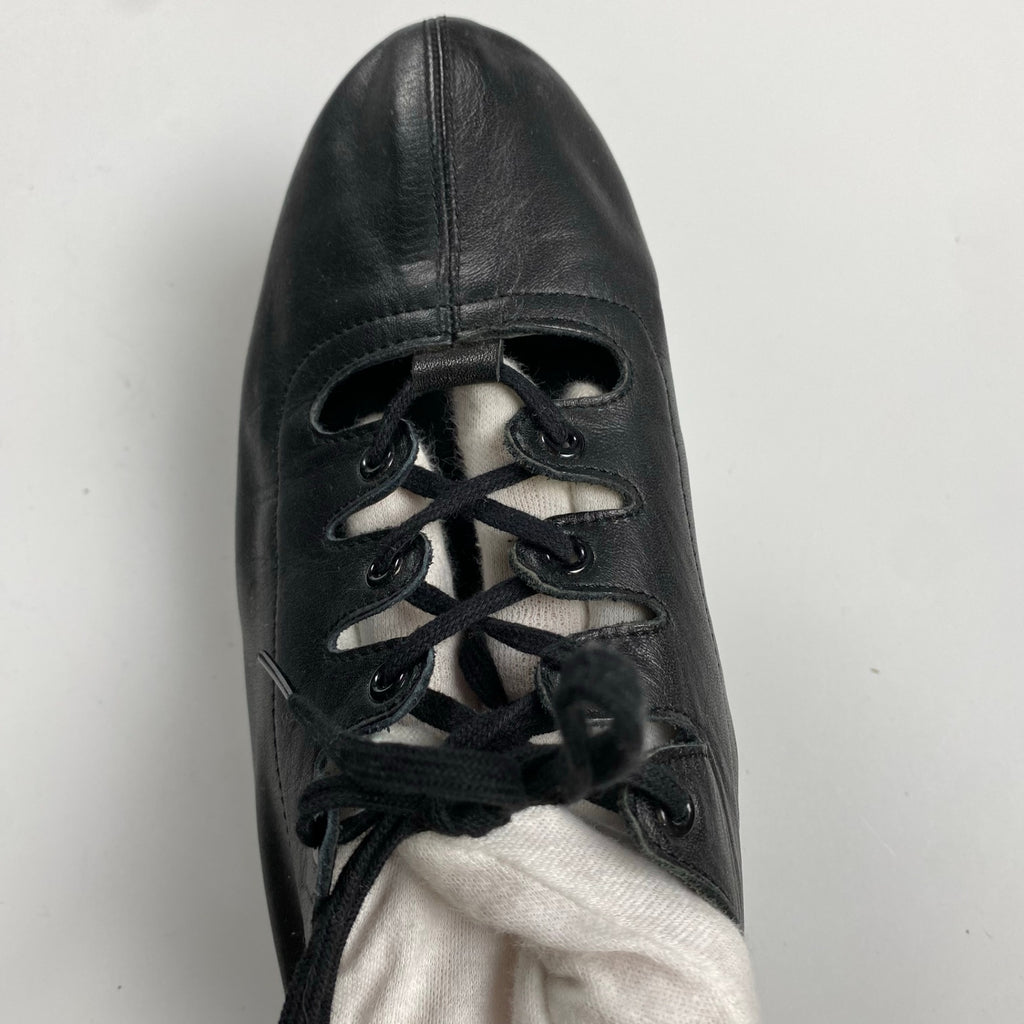 VINTAGE 8-90s yohji yamamoto ヨウジヤマモト / Gillies shoes ギリーシューズ レザー ブラック 丸文字 SIZE:M(23cm程度)