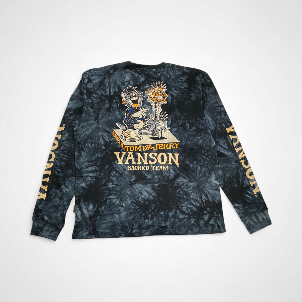 vanson × TOM&JERRY バンソン トムとジェリー / 長袖Tシャツ ワッペン デコレーション タイダイ 未使用 SIZE:XL