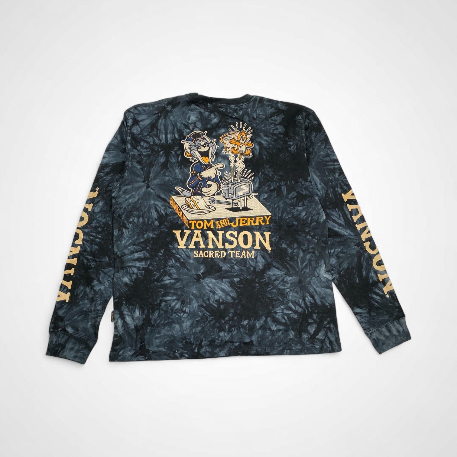 vanson × TOM&JERRY バンソン トムとジェリー / 長袖Tシャツ ワッペン デコレーション タイダイ 未使用 SIZE:XL