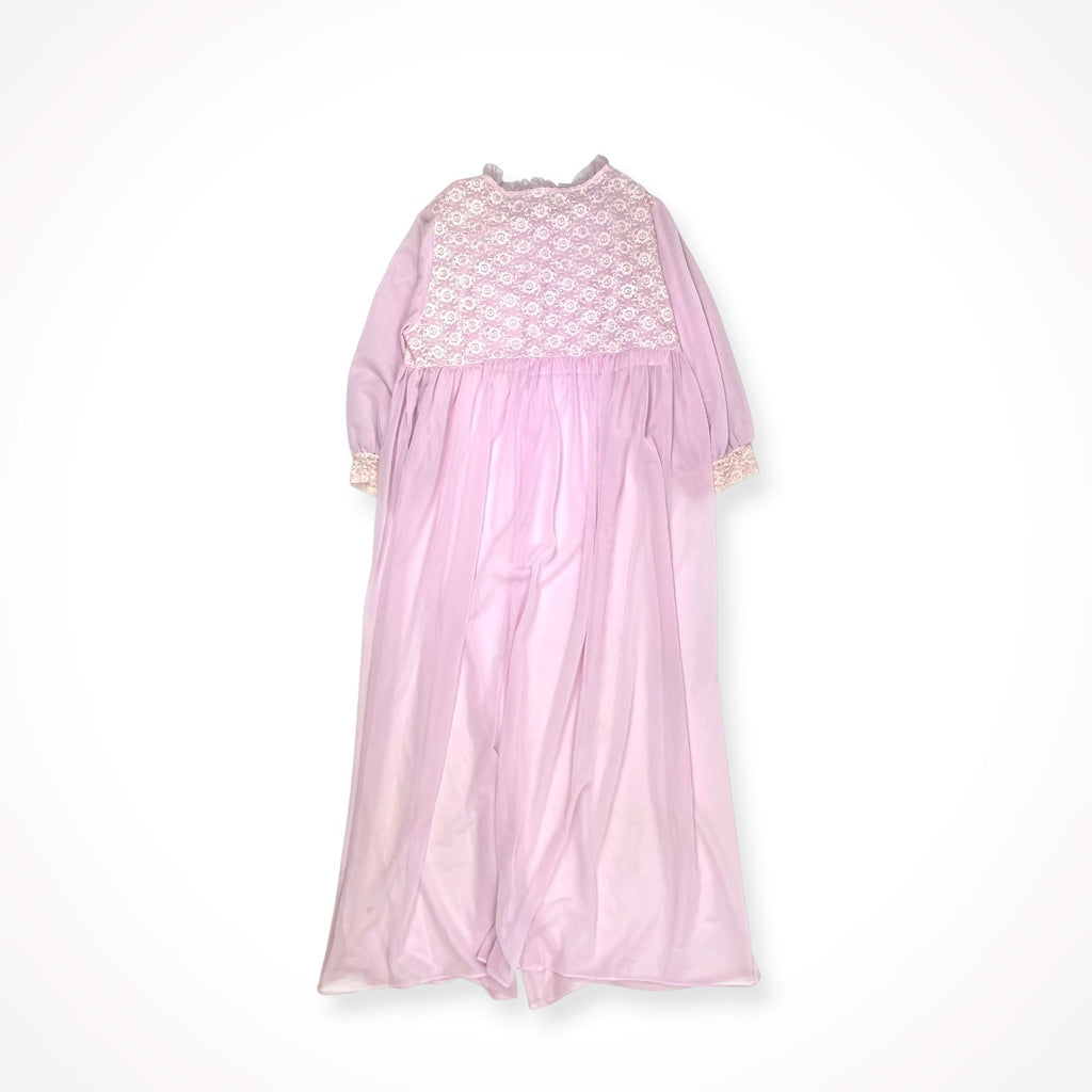VINTAGE / 6-70年代 ヴィンテージ シフォンドレス ナイロンシアー レース 長袖 マキシ丈 SIZE:M