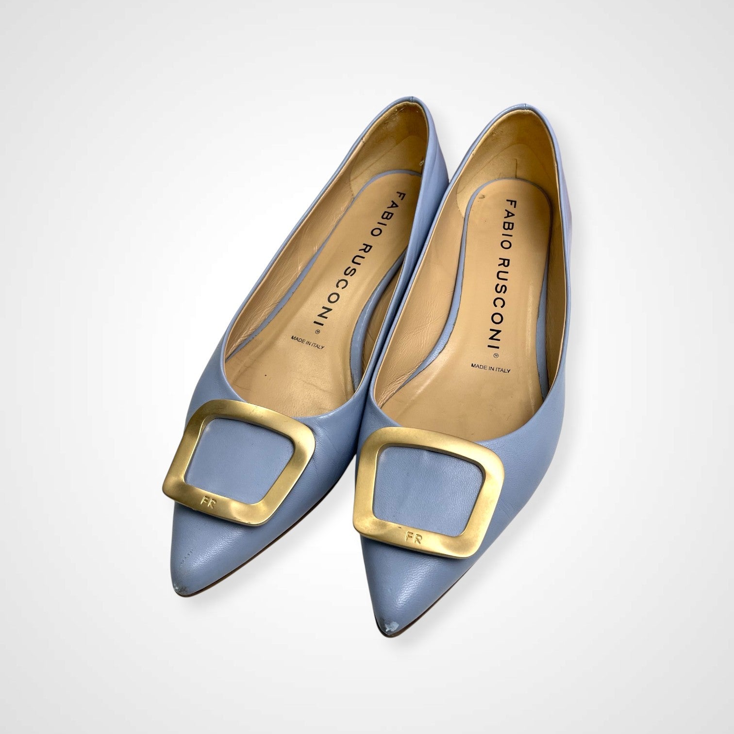 FABIO RUSCONI ファビオルスコーニ / ポインテッドフラットパンプス 箱・布袋付 参考定価：32,000+tax SIZE:38