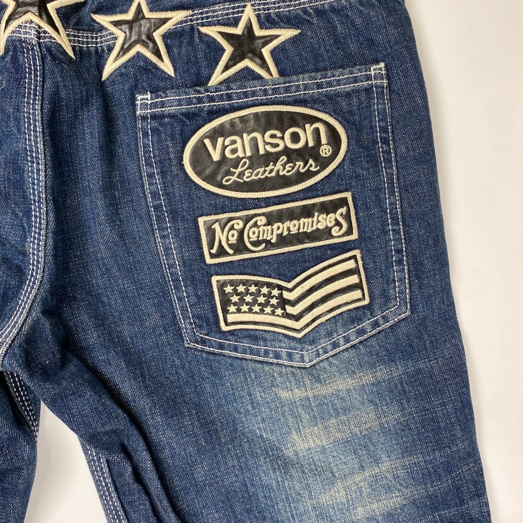 vanson × LOONEY TUNES / デコレーション デニムパンツ 刺繍 ワッペン SIZE:32