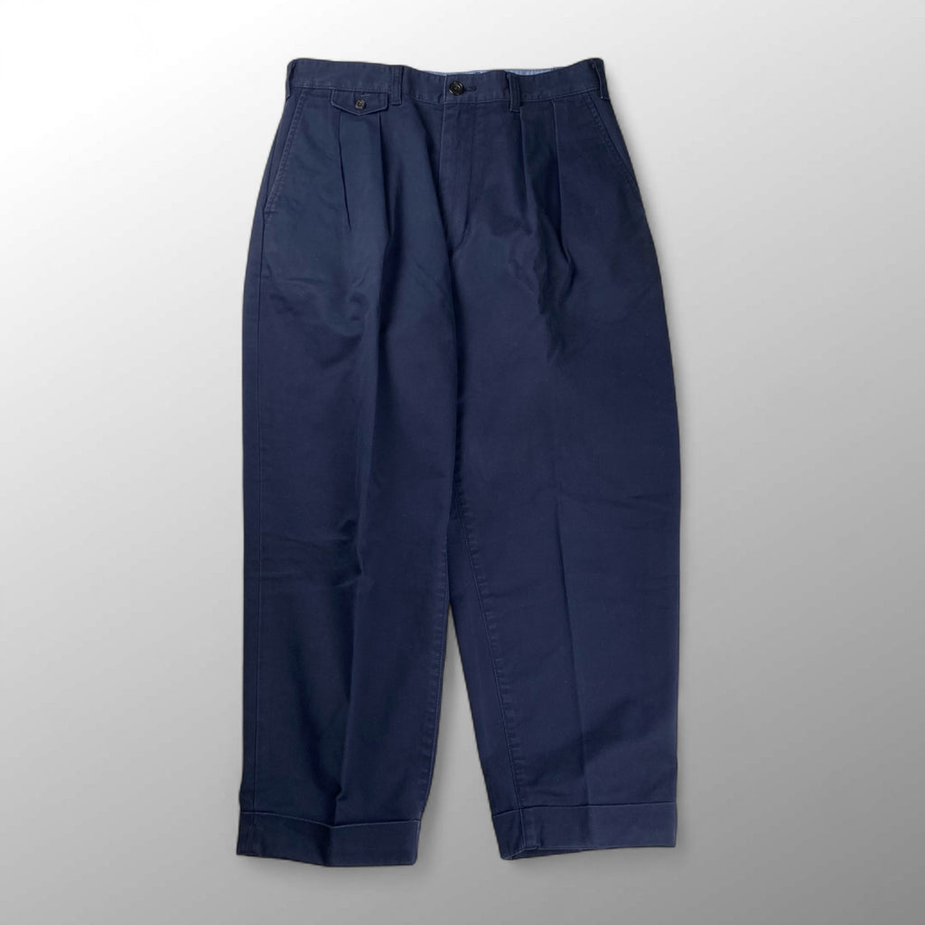 【BEAMS100名品】 BEAMS PLUS ビームスプラス / 2プリーツ パンツ チノ ネイビー SIZE：M