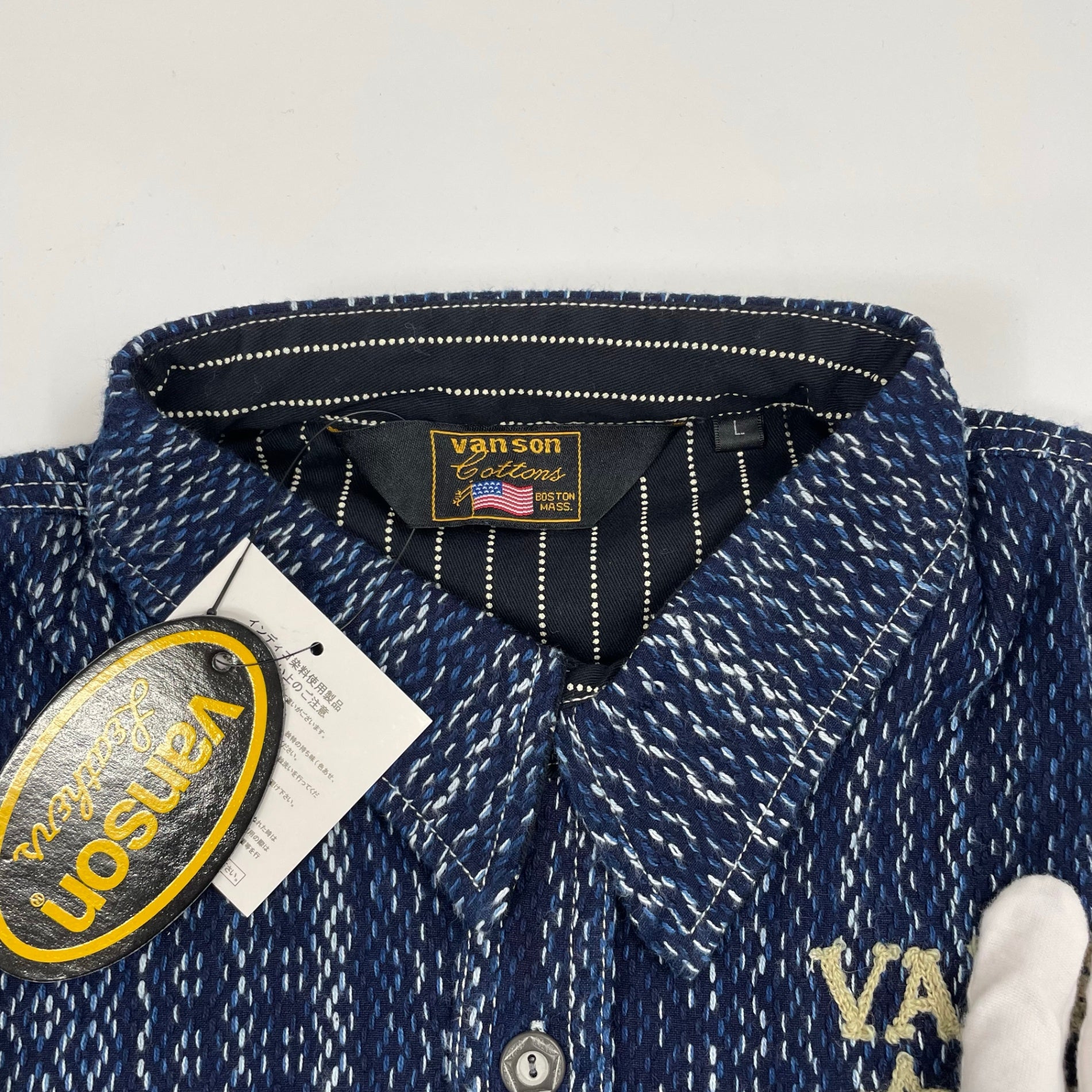vanson / 刺し子デザインシャツジャケット 未使用品 参考定価：14,800+tax SIZE：L