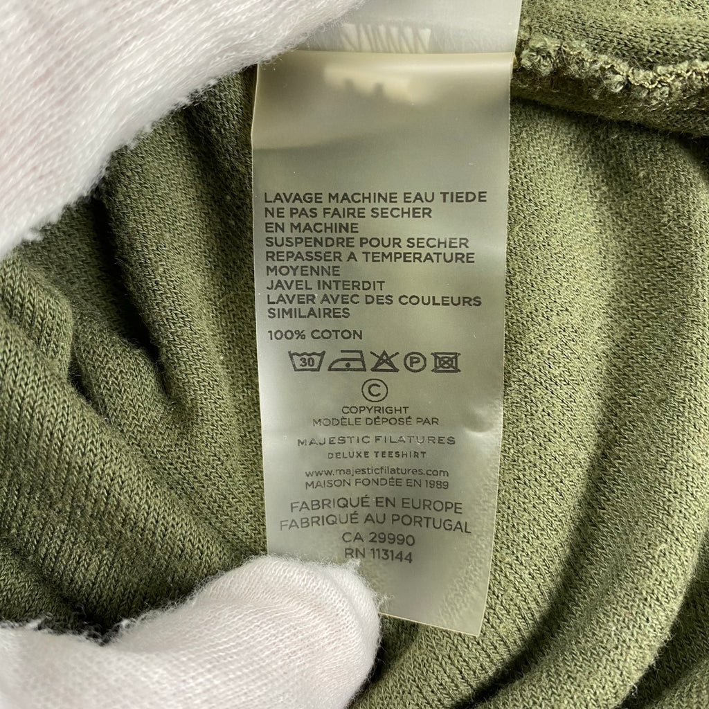 MAJESTIC FILATURES マジェスティックフィラチュール / パイルジャージーラグランTシャツ ポルトガル製 カーキ 参考定価：8,500+tax SIZE:M