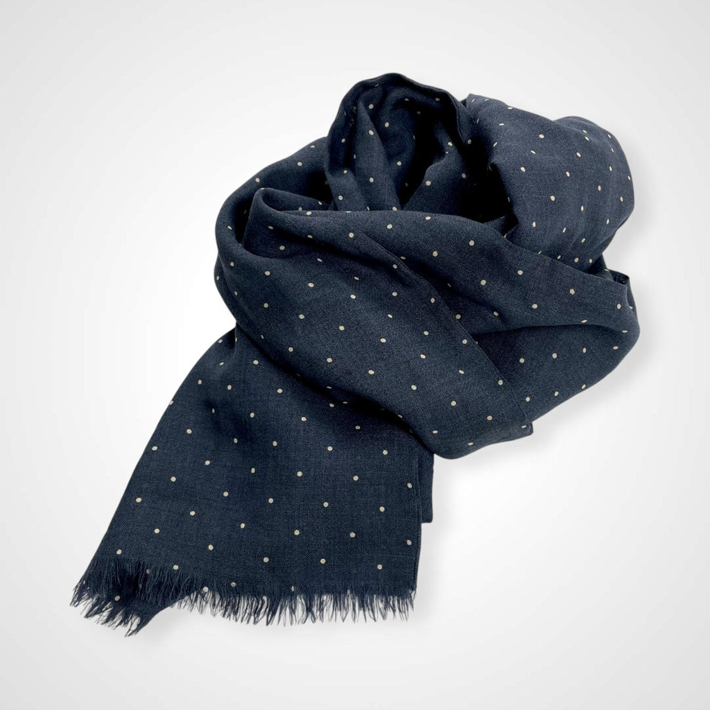 DRAKE'S ドレイクス / polka dot stall ウール×シルク ネイビー SIZE:167×44