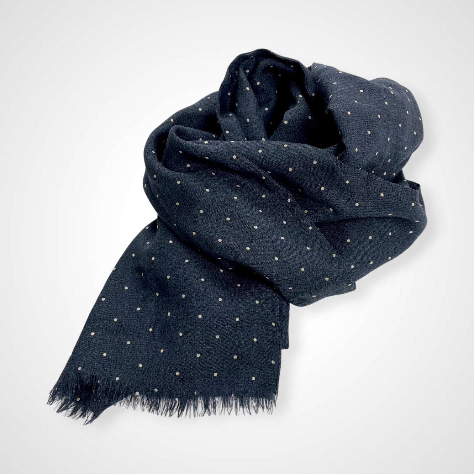 DRAKE'S ドレイクス / polka dot stall ウール×シルク ネイビー SIZE:167×44