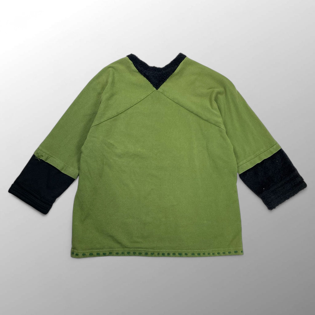 Shantii シャンティ / VINTAGE パイル切替鹿の子TEE オリーブ×ブラック SIZE：L