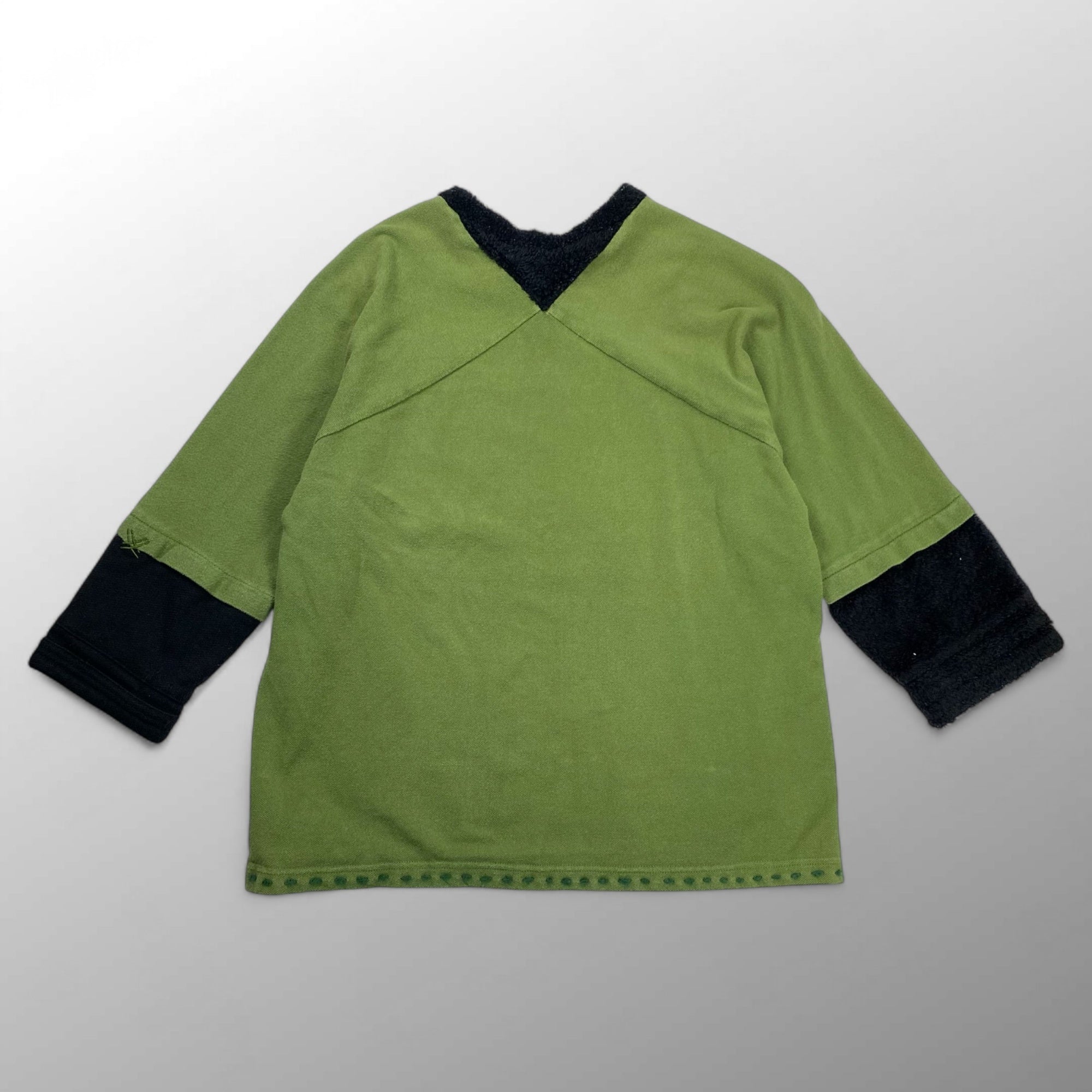 Shantii シャンティ / VINTAGE パイル切替鹿の子TEE オリーブ×ブラック SIZE：L