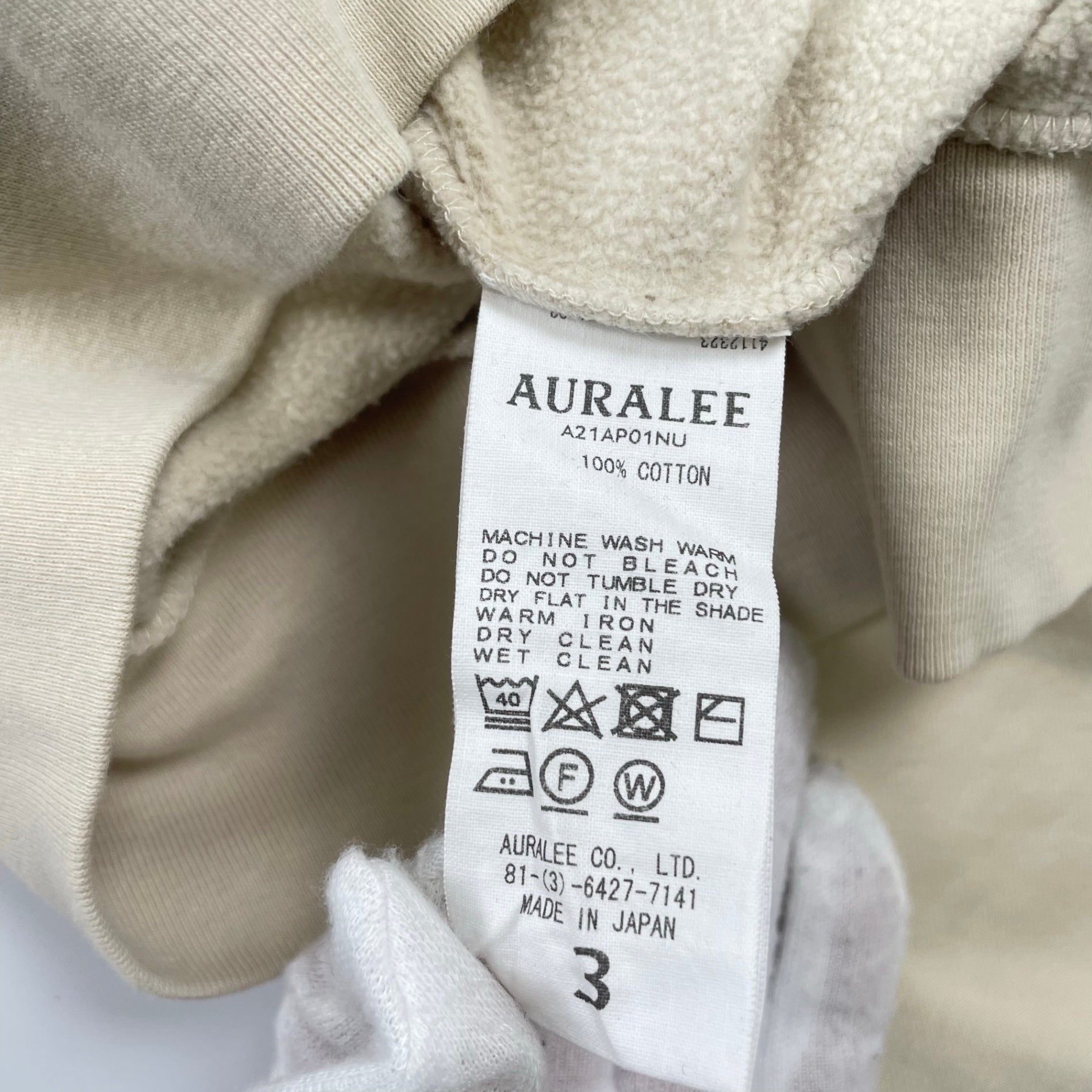 AURALEE オーラリー / LUSTER PLAITING L/S TEE 参考定価：13,000+tax SIZE:3