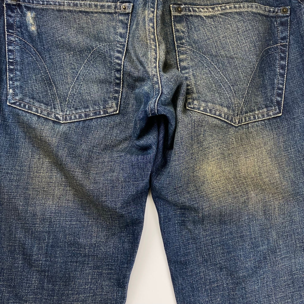 【00sスペシャル】 D&G  DOLCE&GABBANA / ギミック ダブルウエスト デニムパンツ ベルト グランジ Y2K SIZE:W84cm