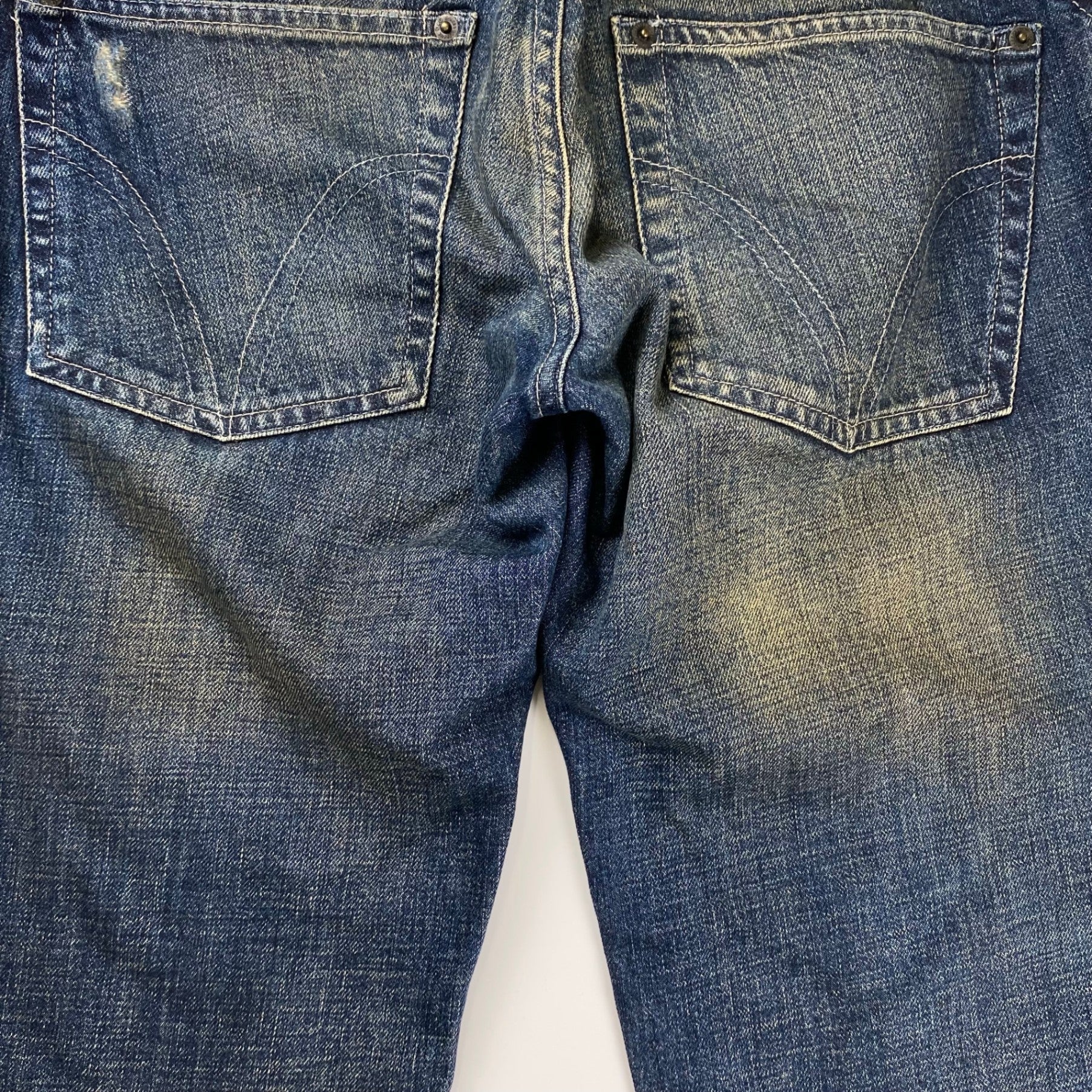 【00sスペシャル】 D&G  DOLCE&GABBANA / ギミック ダブルウエスト デニムパンツ ベルト グランジ Y2K SIZE:W84cm