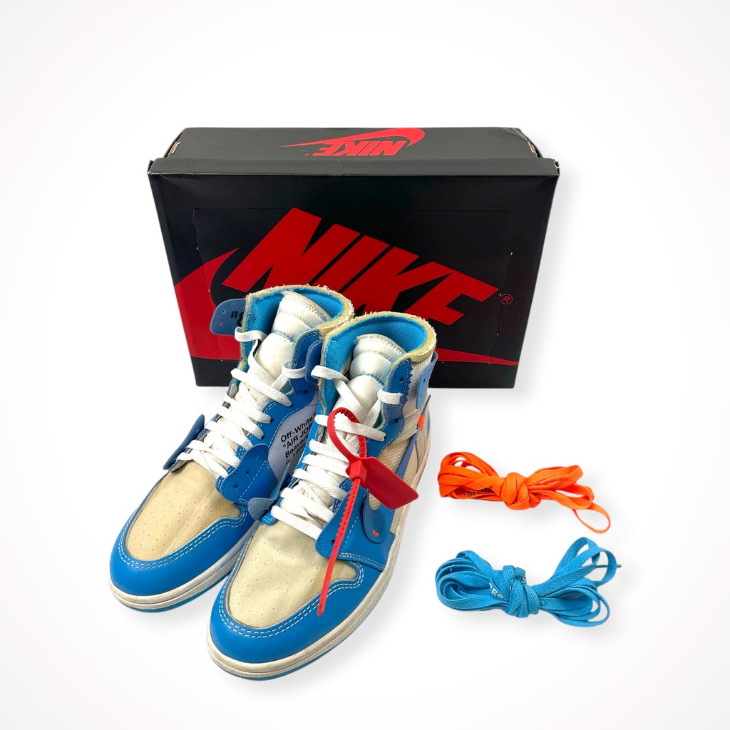 NIKE × OFF WHITE / Air Jordan 1 High UNC "White/Dark Powder Blue" 箱付 SIZE：28.5cm
