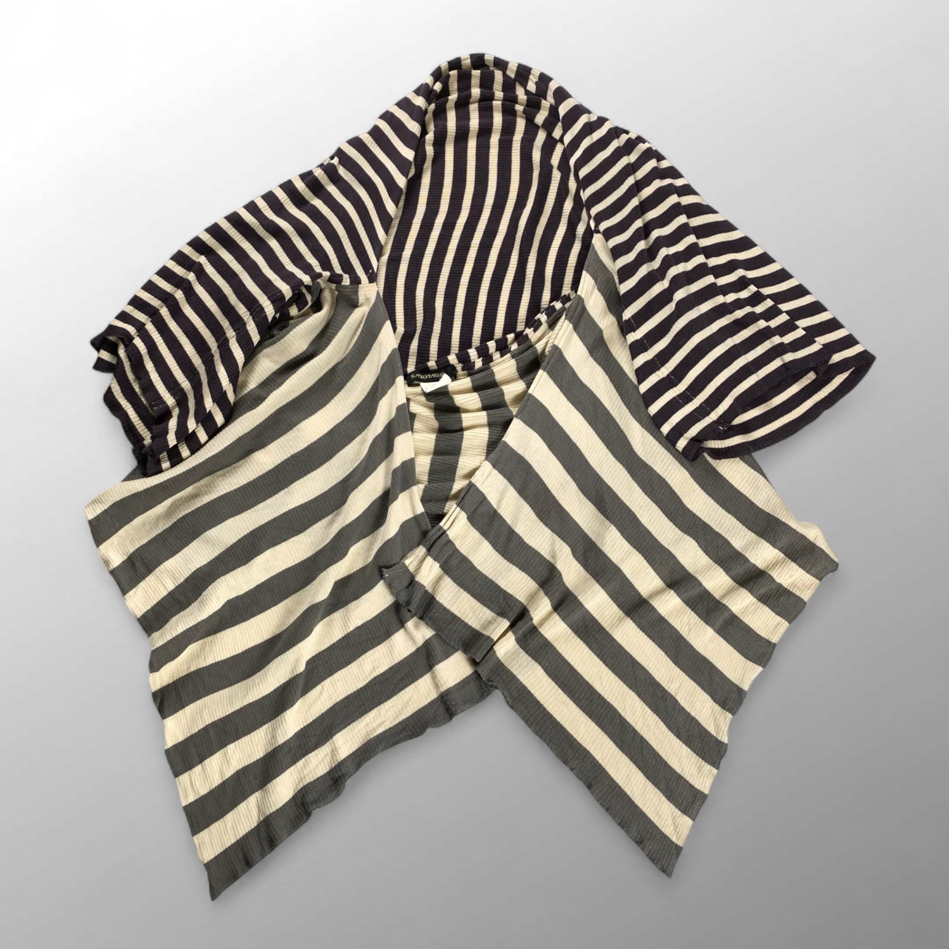 OLD SABOTAGE サボタージュ / シルク 変形カーディガン ストライプ ボーダー