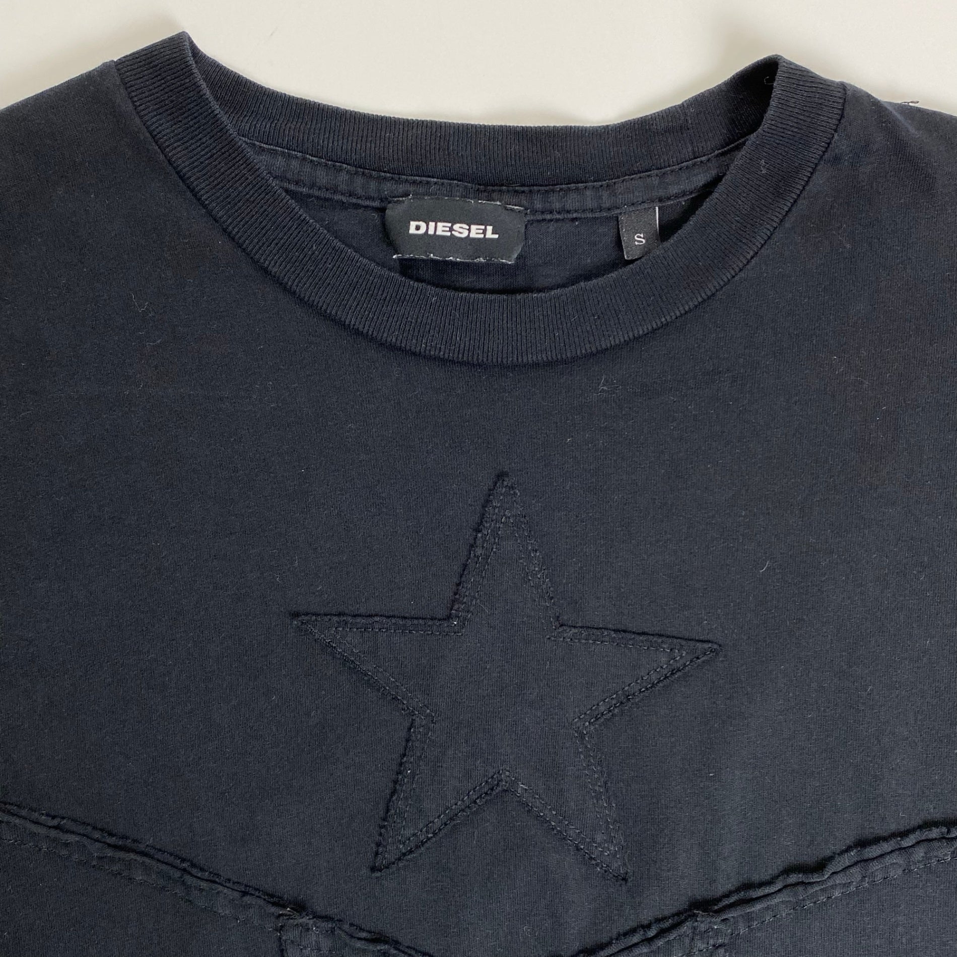DIESEL ディーゼル / Tシャツ スター パッチワーク ブラック SIZE:S