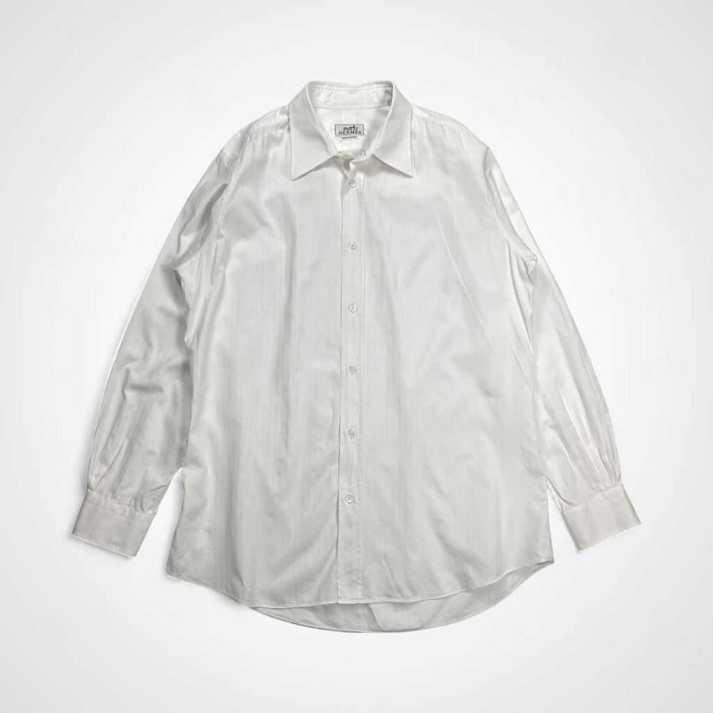 HERMES エルメス / ドビーストライプ シャツ セリエボタン MADE IN FRANCE SIZE:42(L程度)