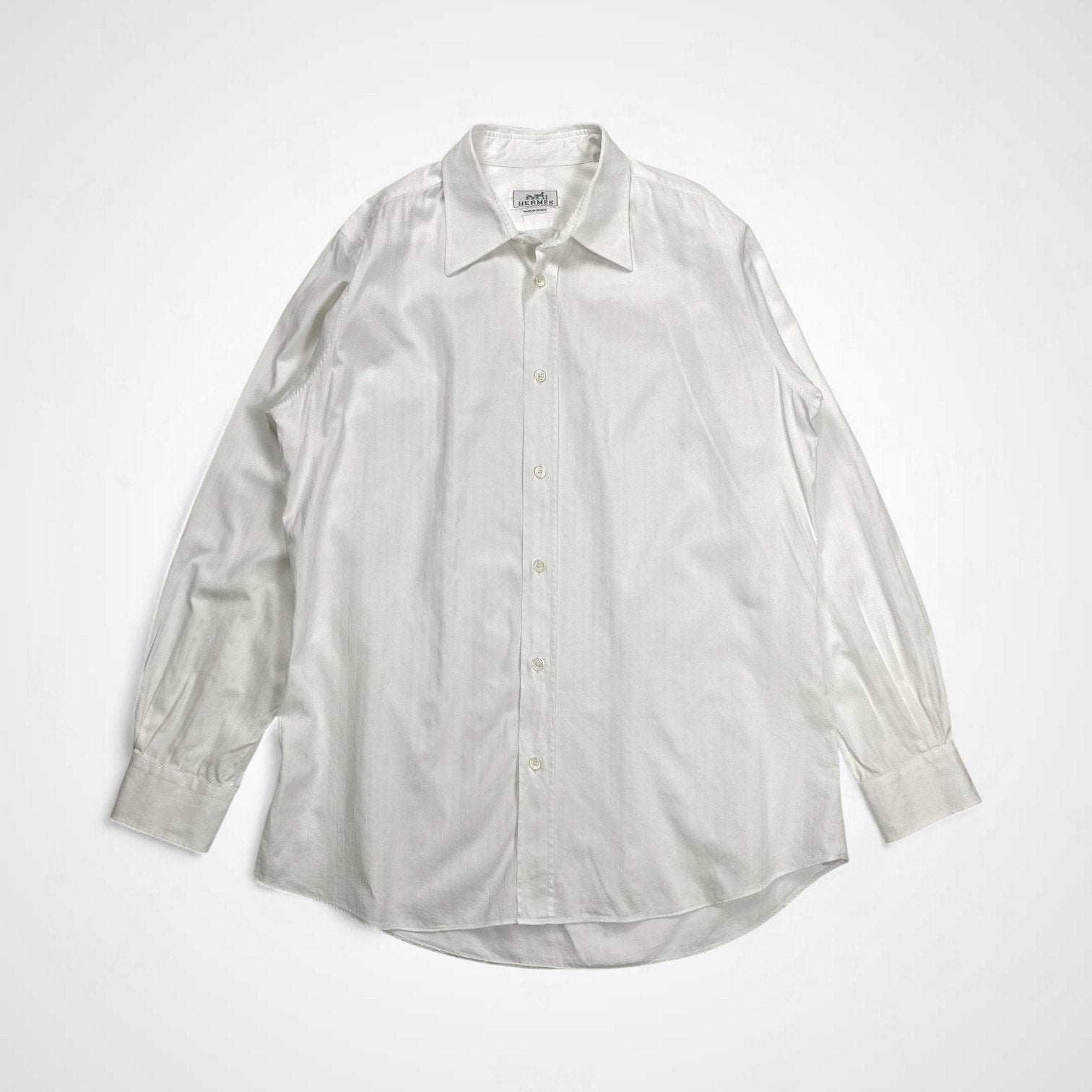 HERMES エルメス / ドビーストライプ シャツ セリエボタン MADE IN FRANCE SIZE:42(L程度)