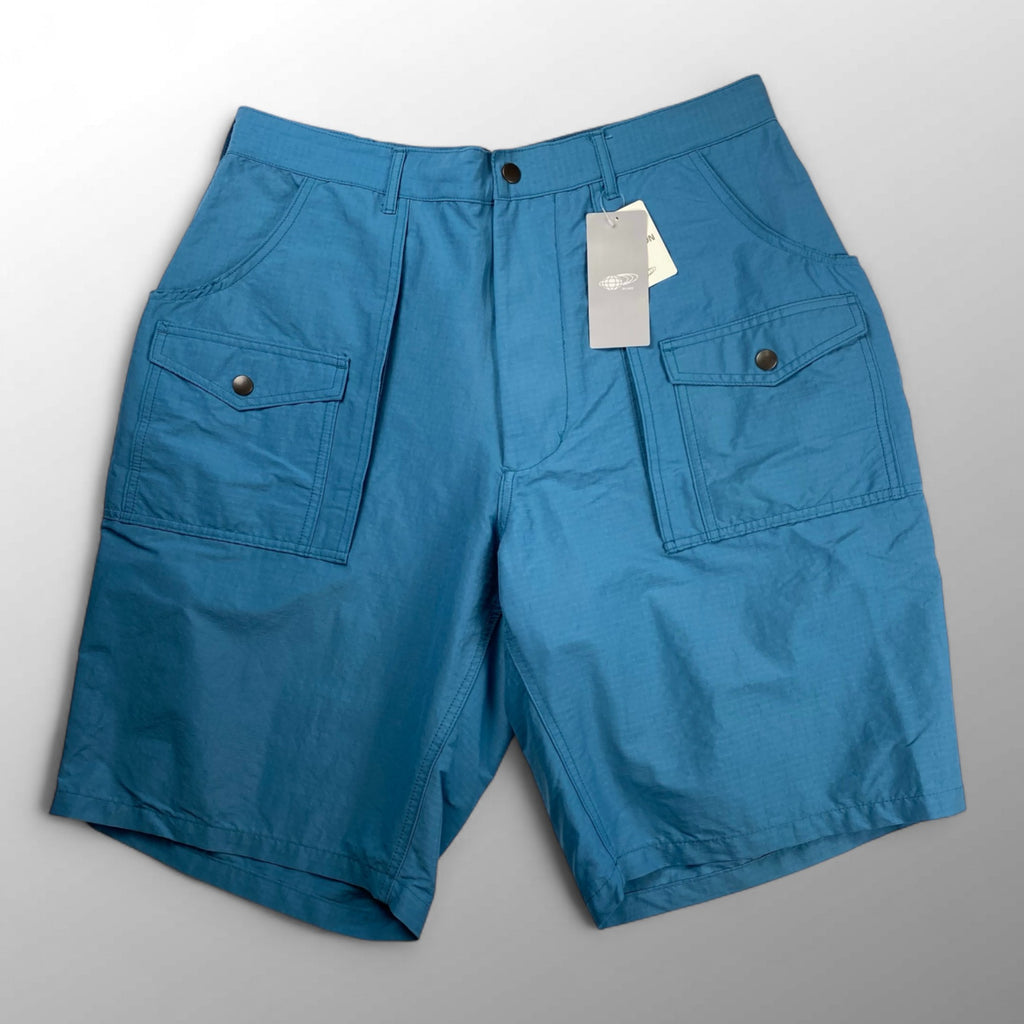 【タグ付】 BEAMS PLUS ビームスプラス / ナイロン リップストップ ブッシュ ショーツ ハーフパンツ ブルー  参考定価：22,000+tax SIZE：XL