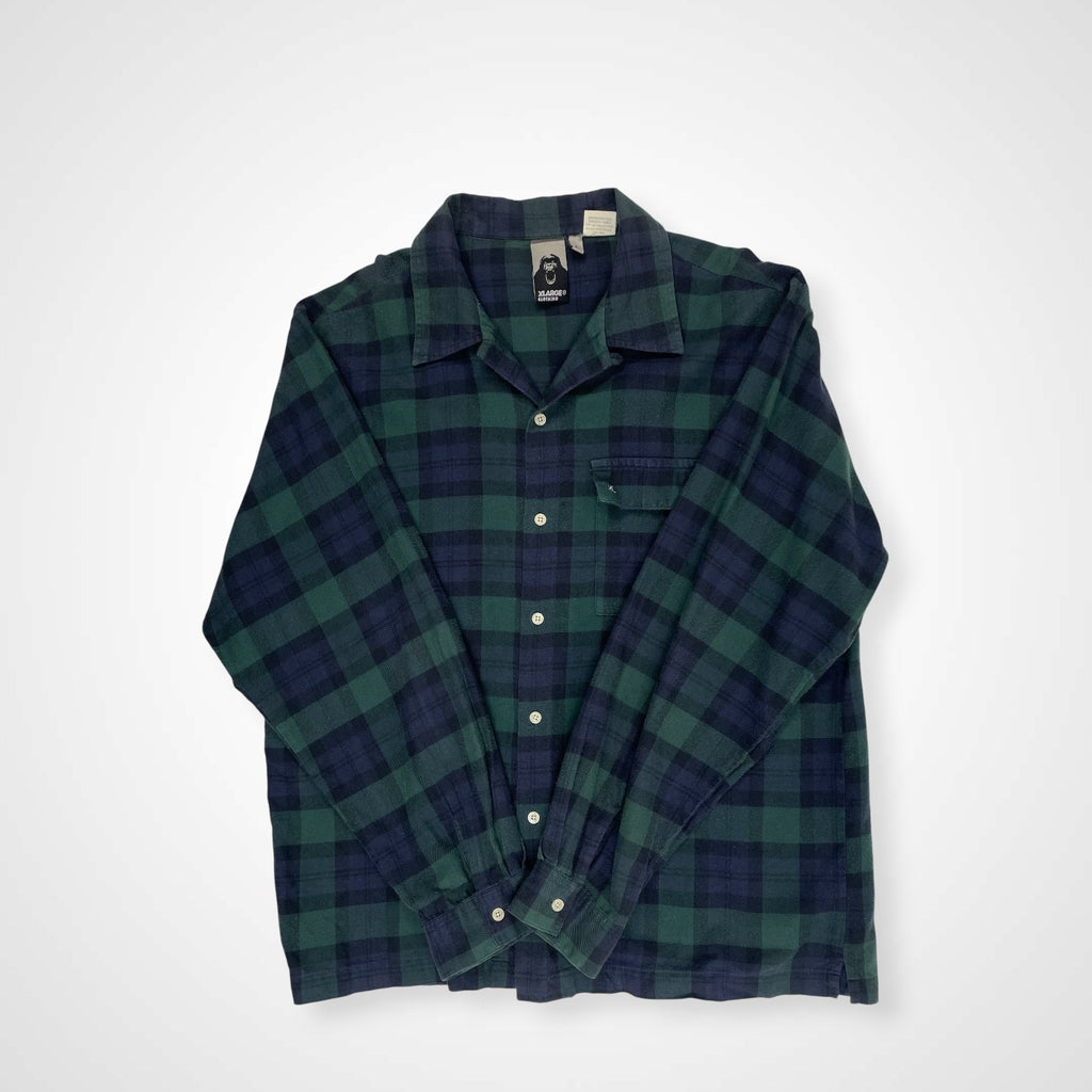 XLARGE エックスラージ / 旧タグ オープンカラーネルシャツ ブラックウォッチ SIZE：L