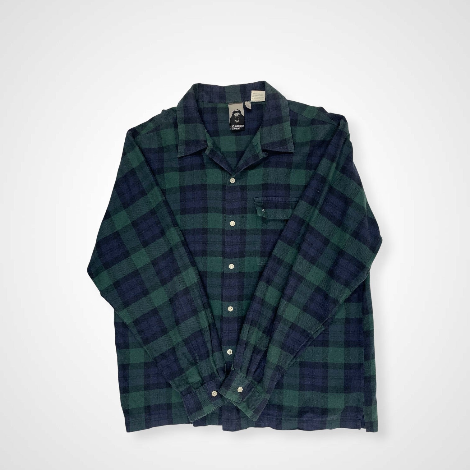 XLARGE エックスラージ / 旧タグ オープンカラーネルシャツ ブラックウォッチ SIZE：L