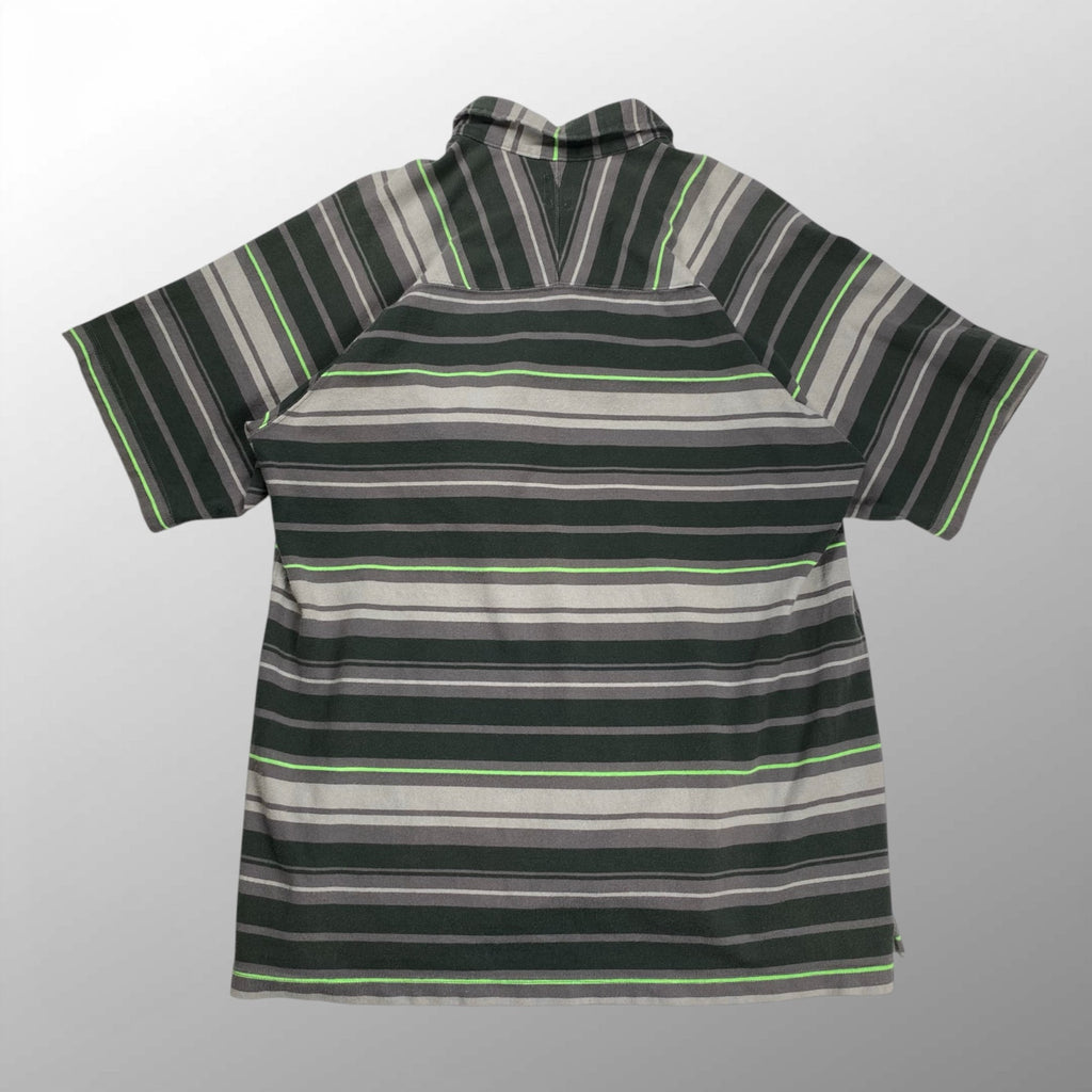 01SS UNDERCOVER アンダーカバー / アーカイブ ネオンボーダー ポロシャツ グレー×グリーン Z239-2 SIZE:M