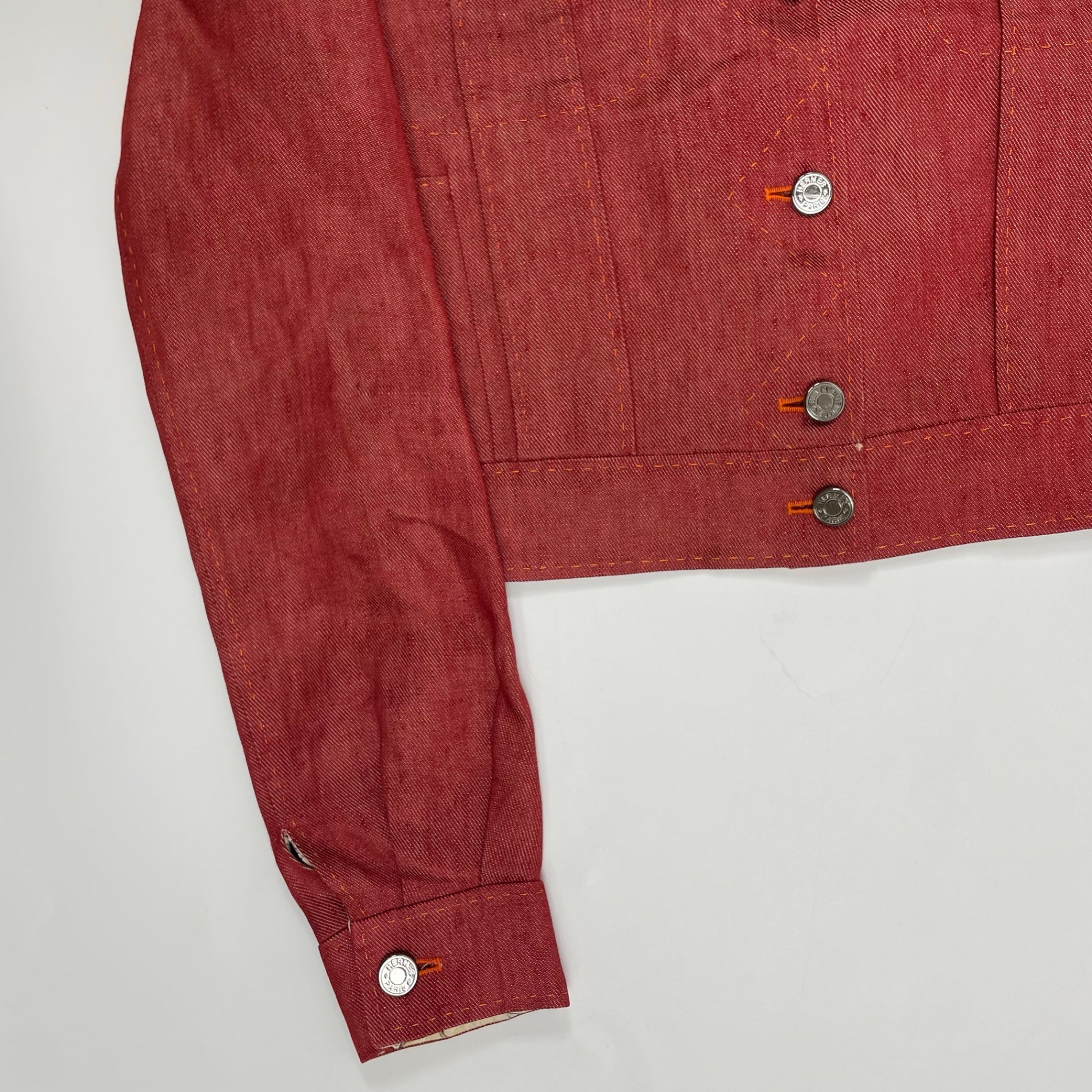 HERMES エルメス / カレライニング リネンデニムジャケット ゴルチエ期 参考定価：520,000程度 SIZE：36