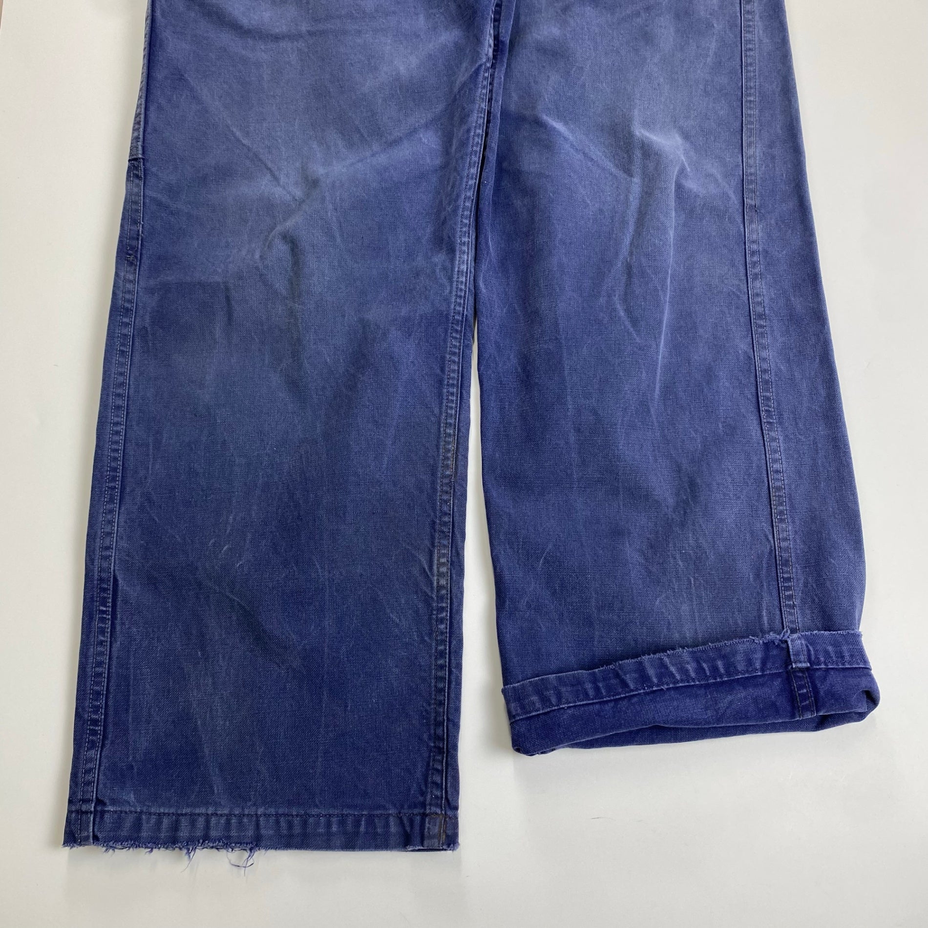 60s FRENCH VINTAGE / 1タック レイルマンパンツ 片ポケ フェード ツールポケット SIZE:W80cm