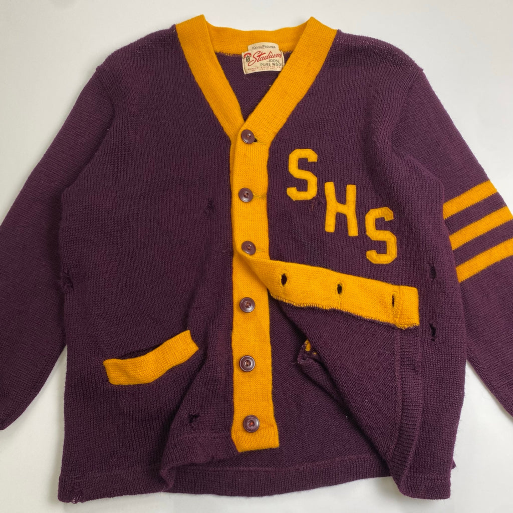 50s Stadium スタジアム / ヴィンテージ レタードカーディガン PURE WOOL SIZE:M程度