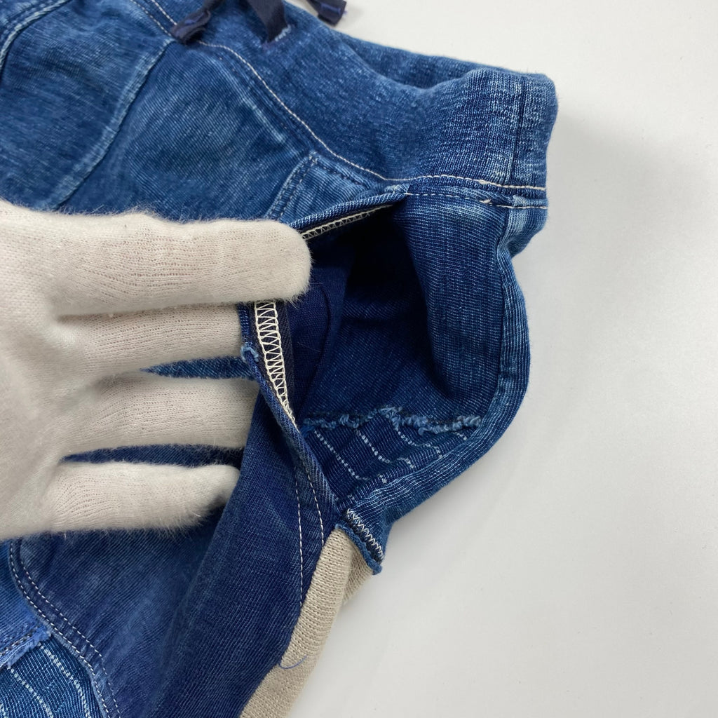 KAPITAL キャピタル / パッチワーク インディゴ タイト ロングスカート コットン リネン SIZE:XS