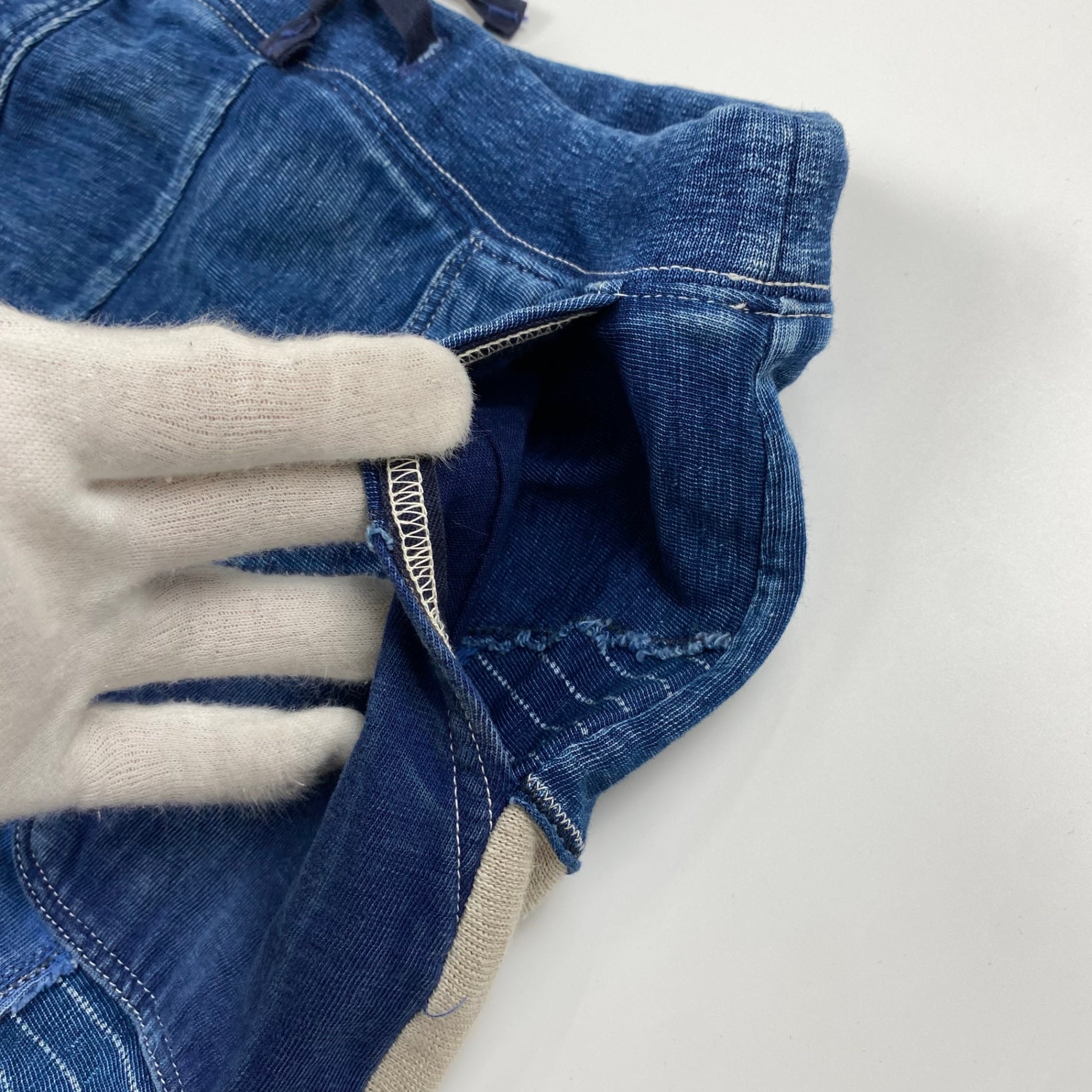 KAPITAL キャピタル / パッチワーク インディゴ タイト ロングスカート コットン リネン SIZE:XS