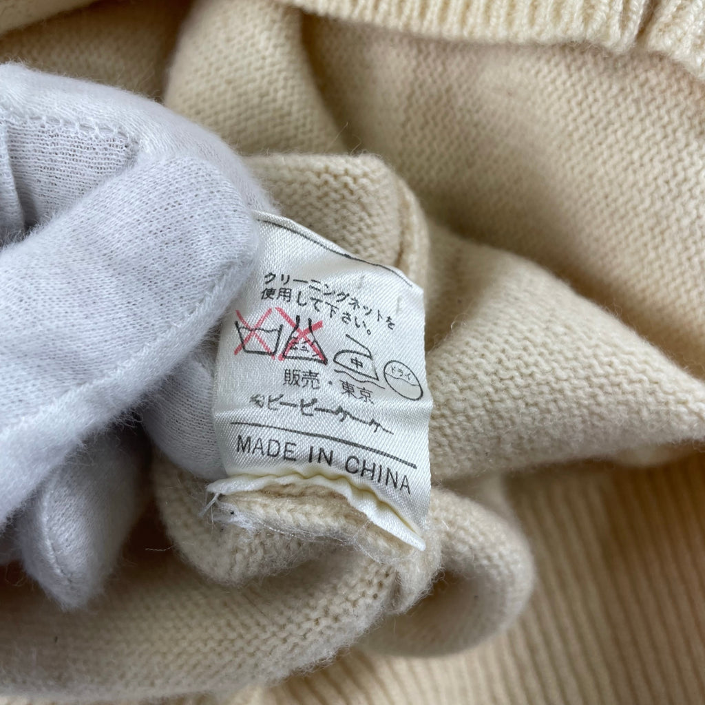 papas パパス /VINTAGE シームデザインラムウールニット オフホワイト×レッド SIZE：FREE