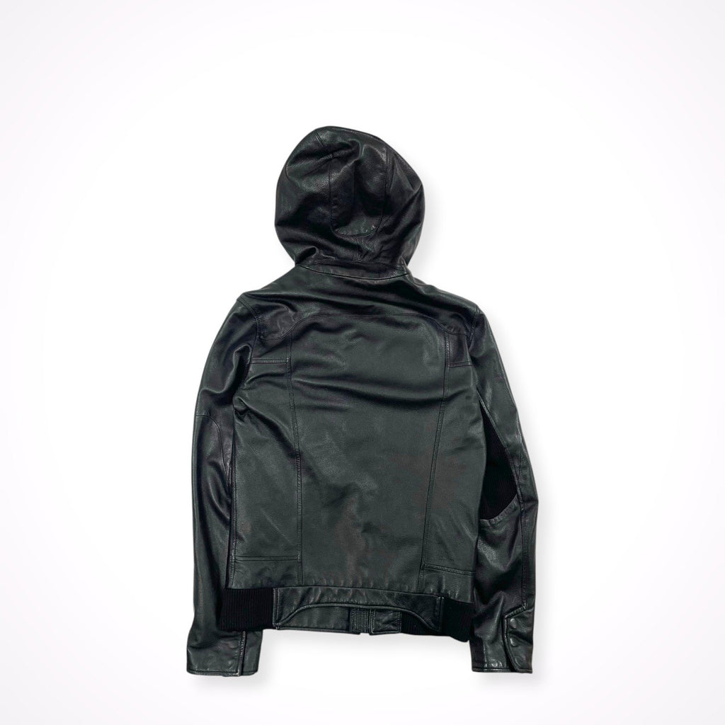 HELMUT LANG / アシンメトリーレザーフーディ 09年製 SIZE:S