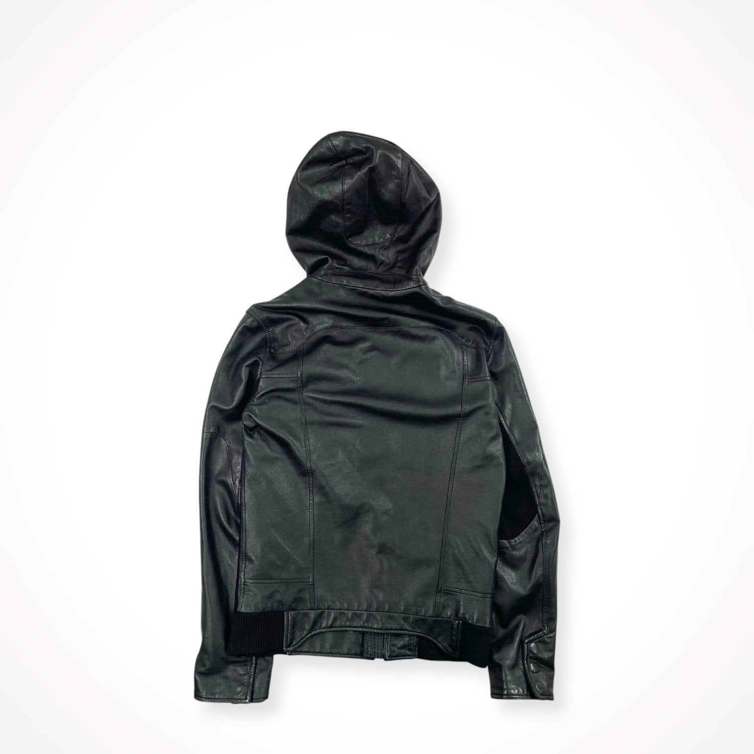 HELMUT LANG / アシンメトリーレザーフーディ 09年製 SIZE:S