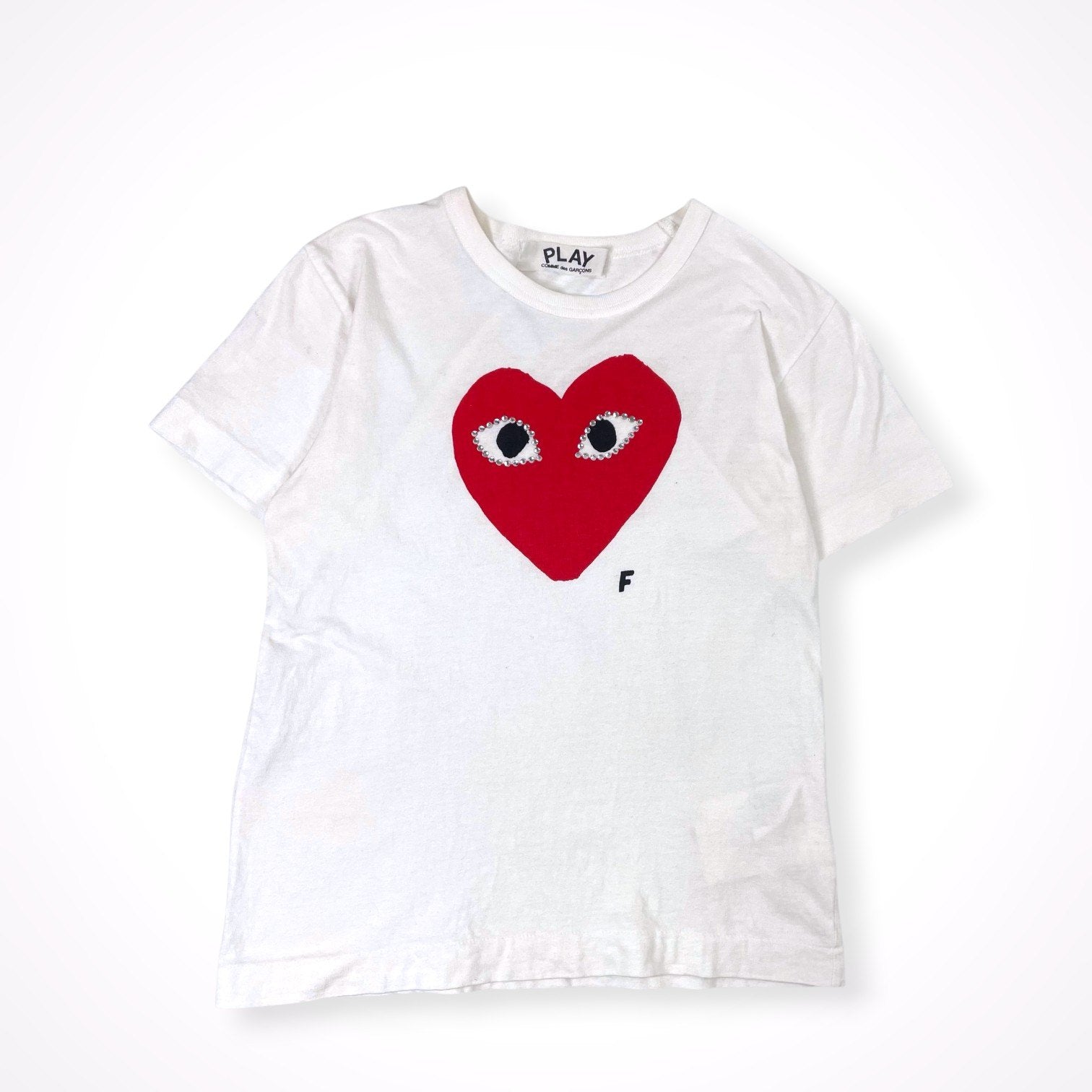PLAY COMME des GARCONS / ハート＆ラインストーン Tシャツ AD2009 SIZE:S