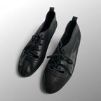 VINTAGE 8-90s yohji yamamoto ヨウジヤマモト / Gillies shoes ギリーシューズ レザー ブラック 丸文字 SIZE:M(23cm程度)