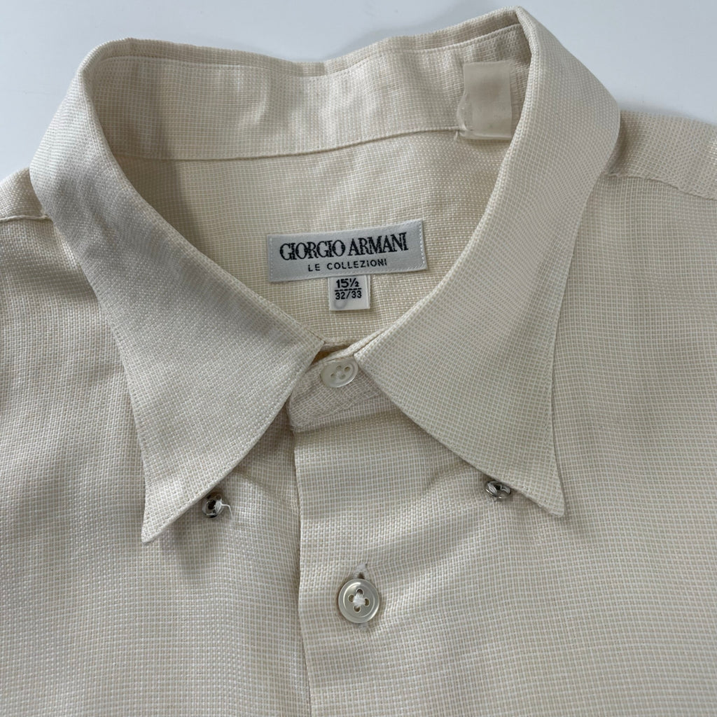 GIORGIO ARMANI LE COLLEZIONI ジョルジオアルマーニ / 80s ヴィンテージシャツ ホワイト×ベージュ SIZE：15 1/2