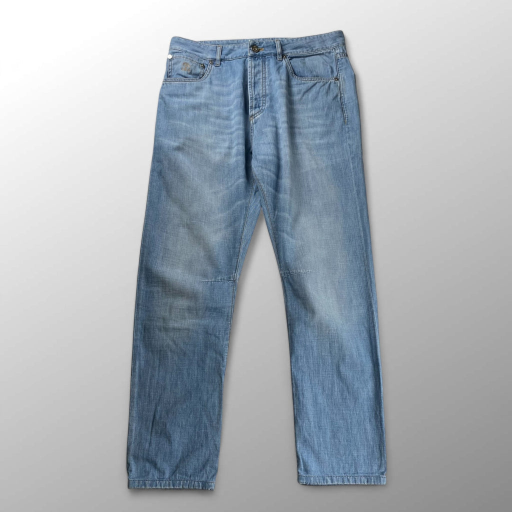 BRUNELLO CUCINELLI ブルネロ クチネリ / エンブレム刺繍 デニムパンツ LEISURE FIT  MADE IN ITALY 参考定価：130,000程度 SIZE:48(M程度)