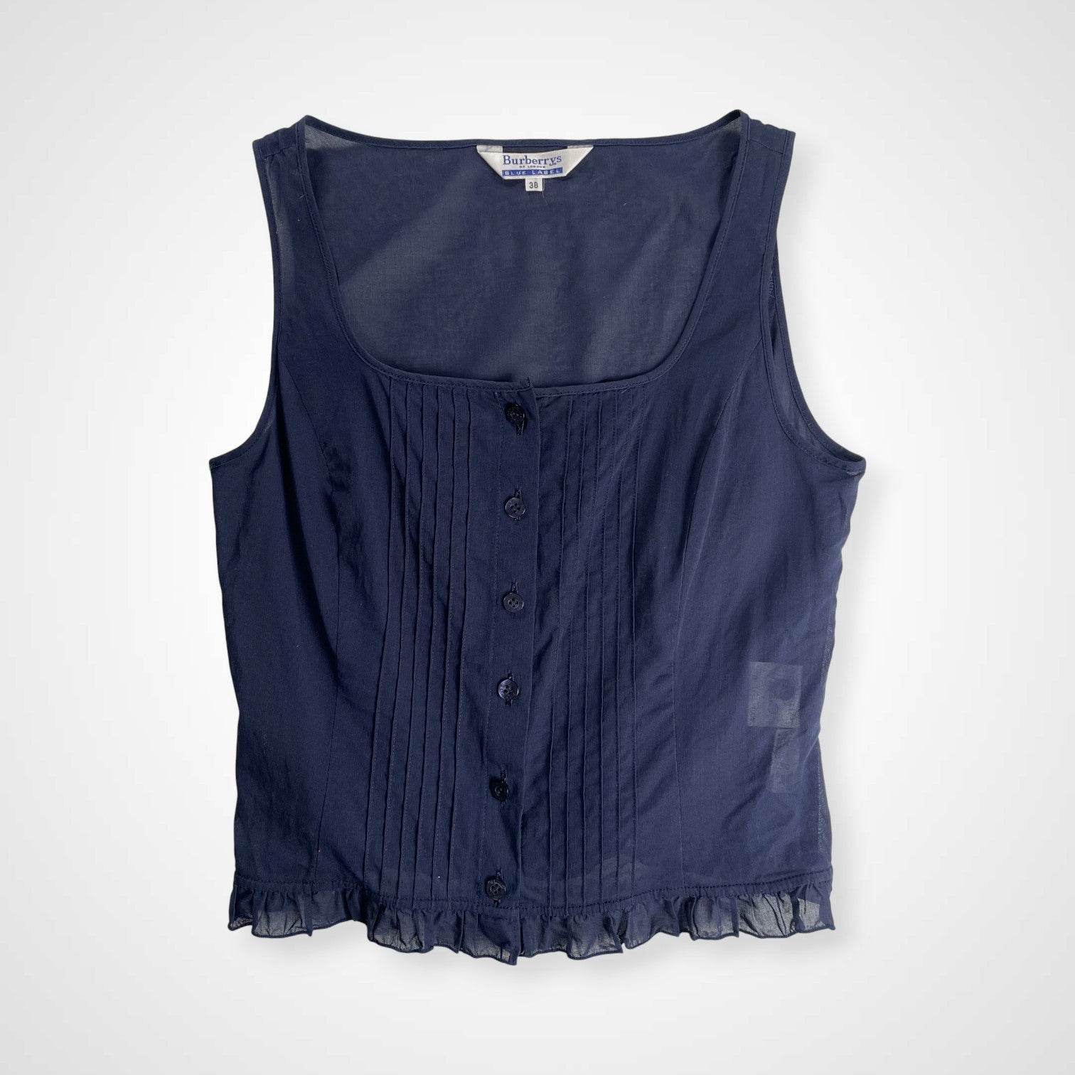 VINTAGE Burberry バーバリー Burberrys バーバリーズ / ノースリーブ タックプリーツブラウス ネイビー SIZE:38