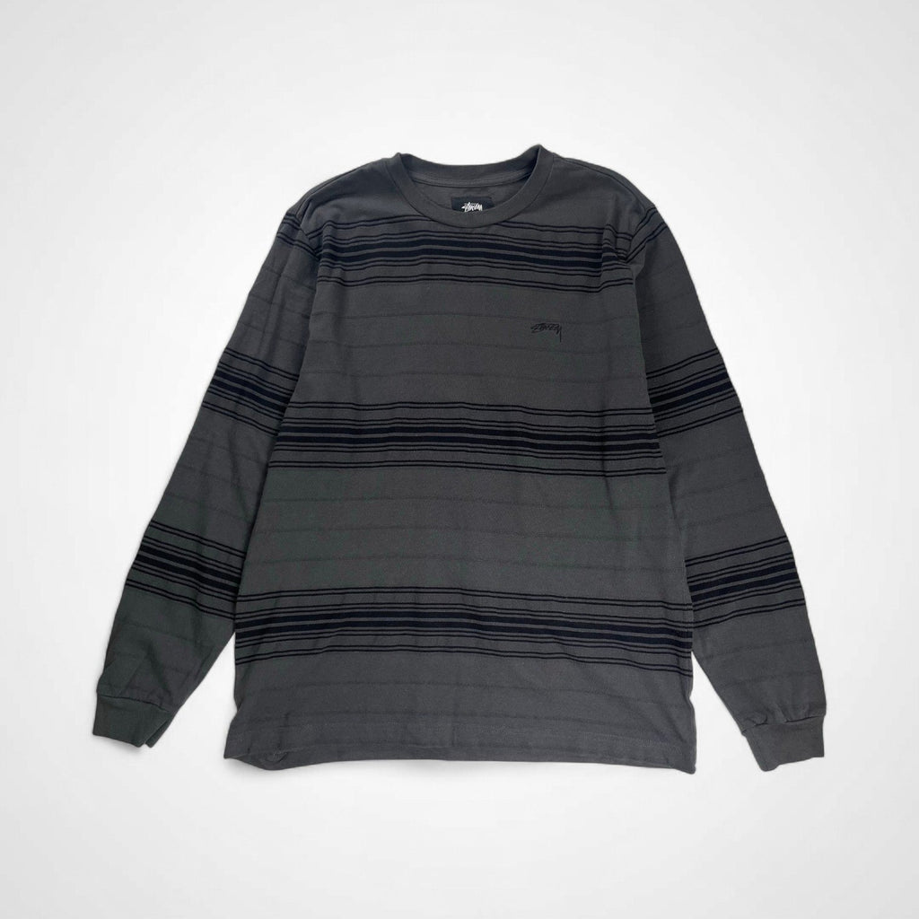 stussy ステューシー / Travis longsleeve crew グレー×ブラック SIZE:S 参考定価：15,000程度