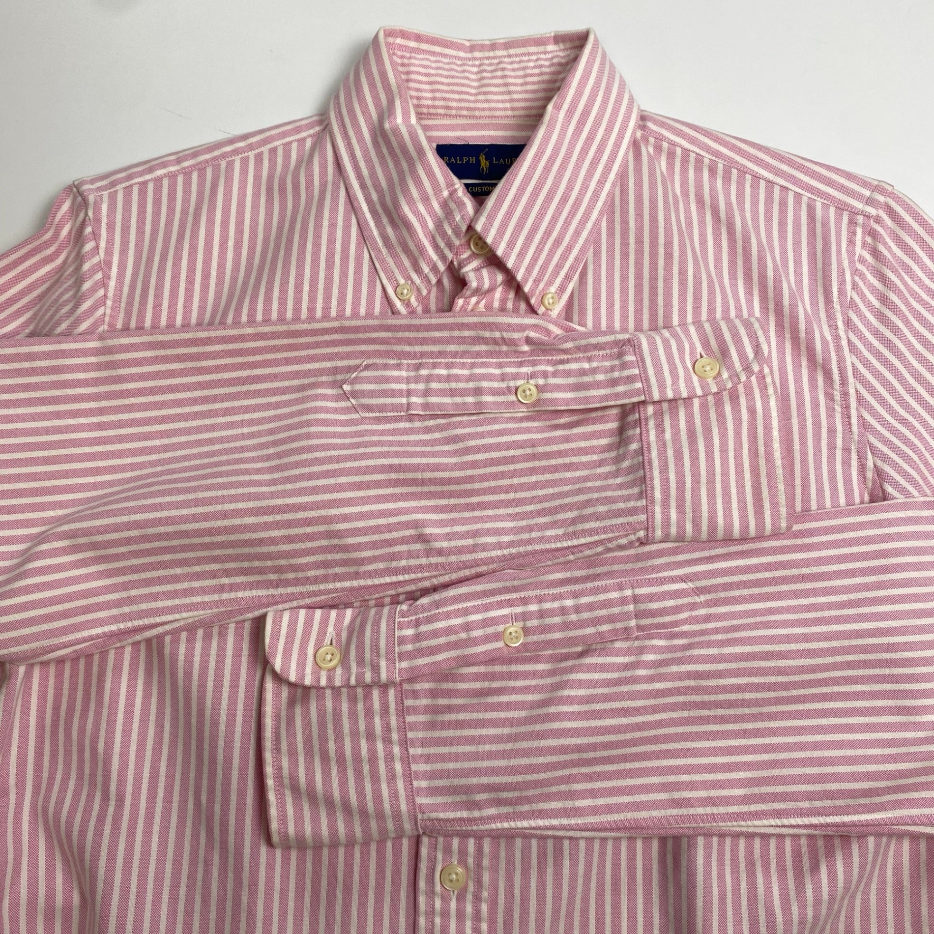 RALPH LAUREN ラルフローレン / ボタンダウン ストライプシャツ 現行タグ 参考定価：20,000程度 SIZE：M