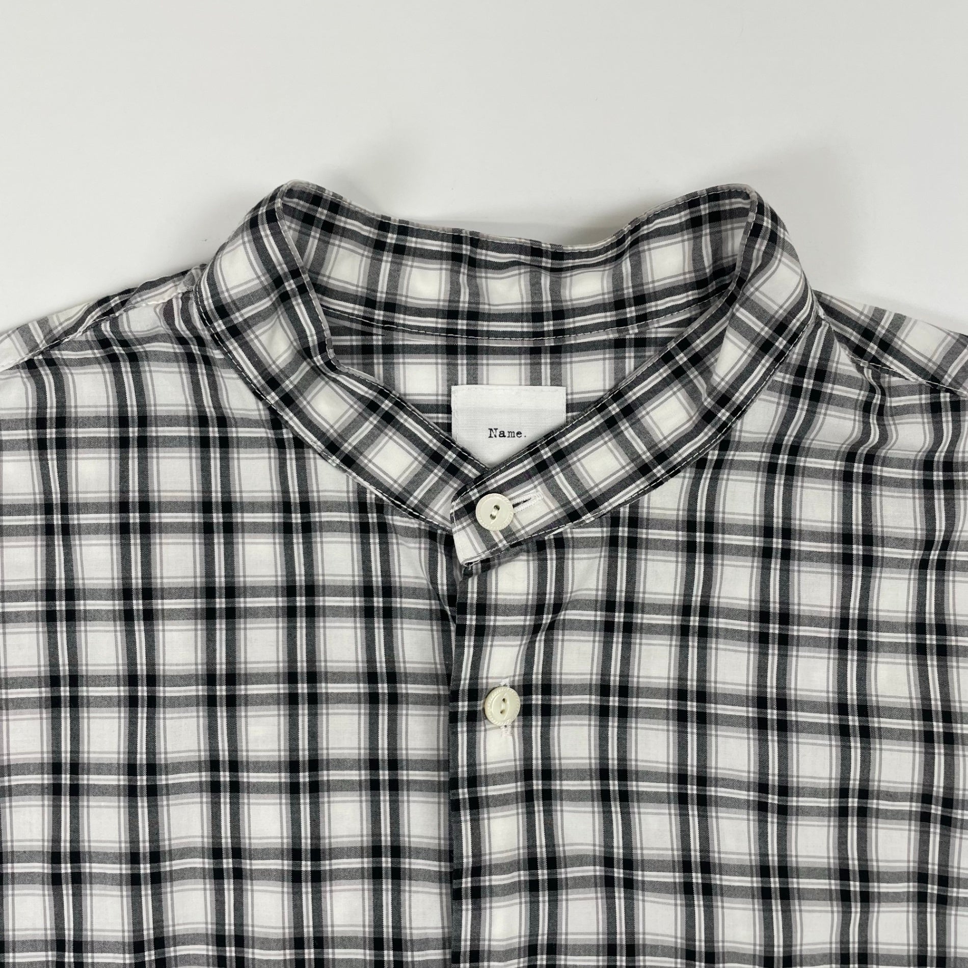 Name. / オーバーサイズノーカラーチェックシャツ 参考定価：30,000程度 SIZE:1